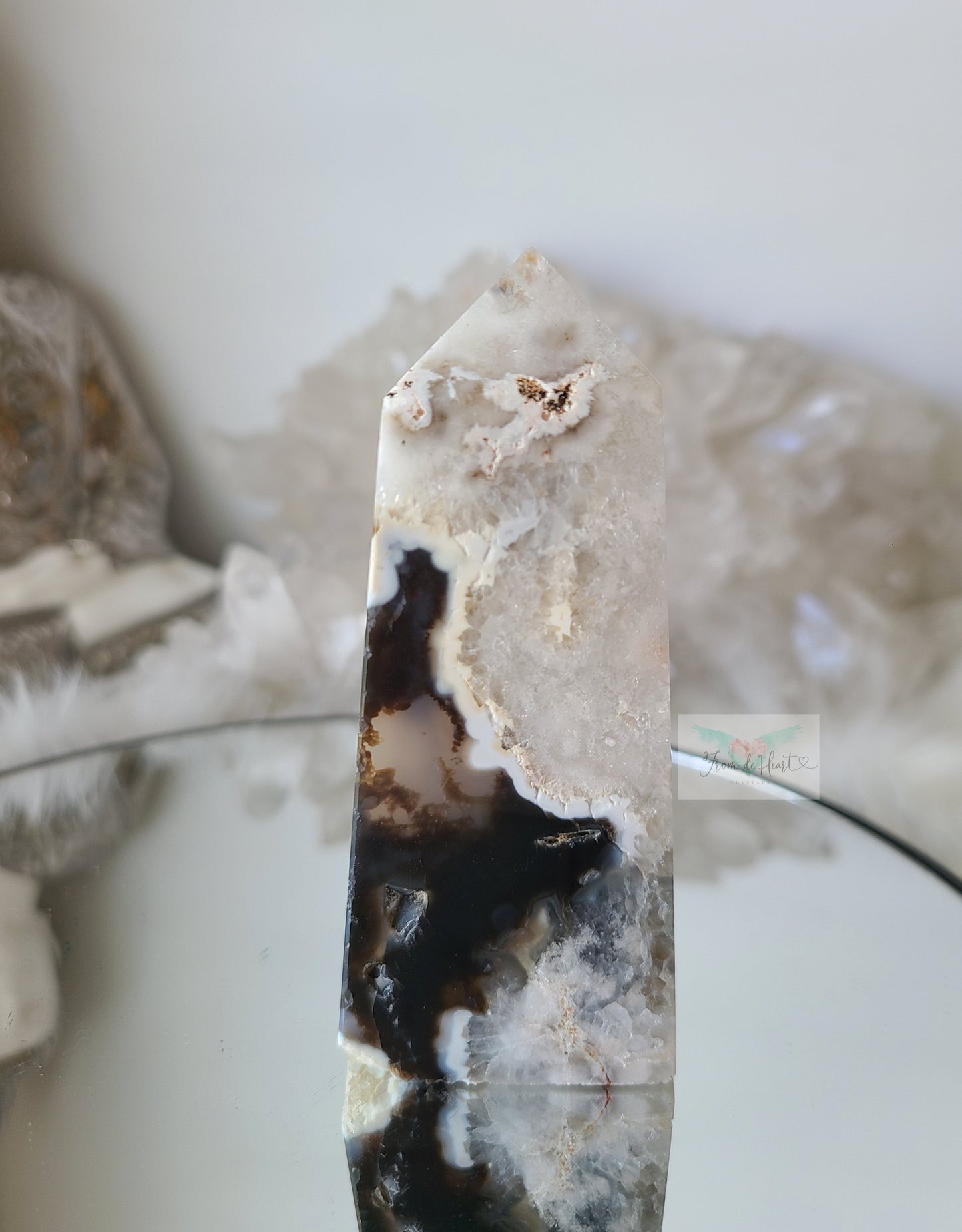 Argentina Agate in Quartz Tower (Rare find) (D)