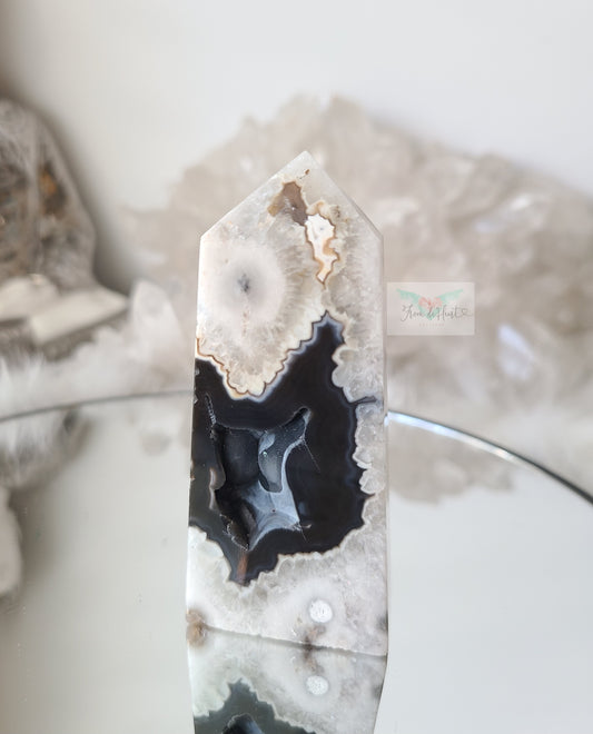 Argentina Agate in Quartz Tower (Rare find) (E)