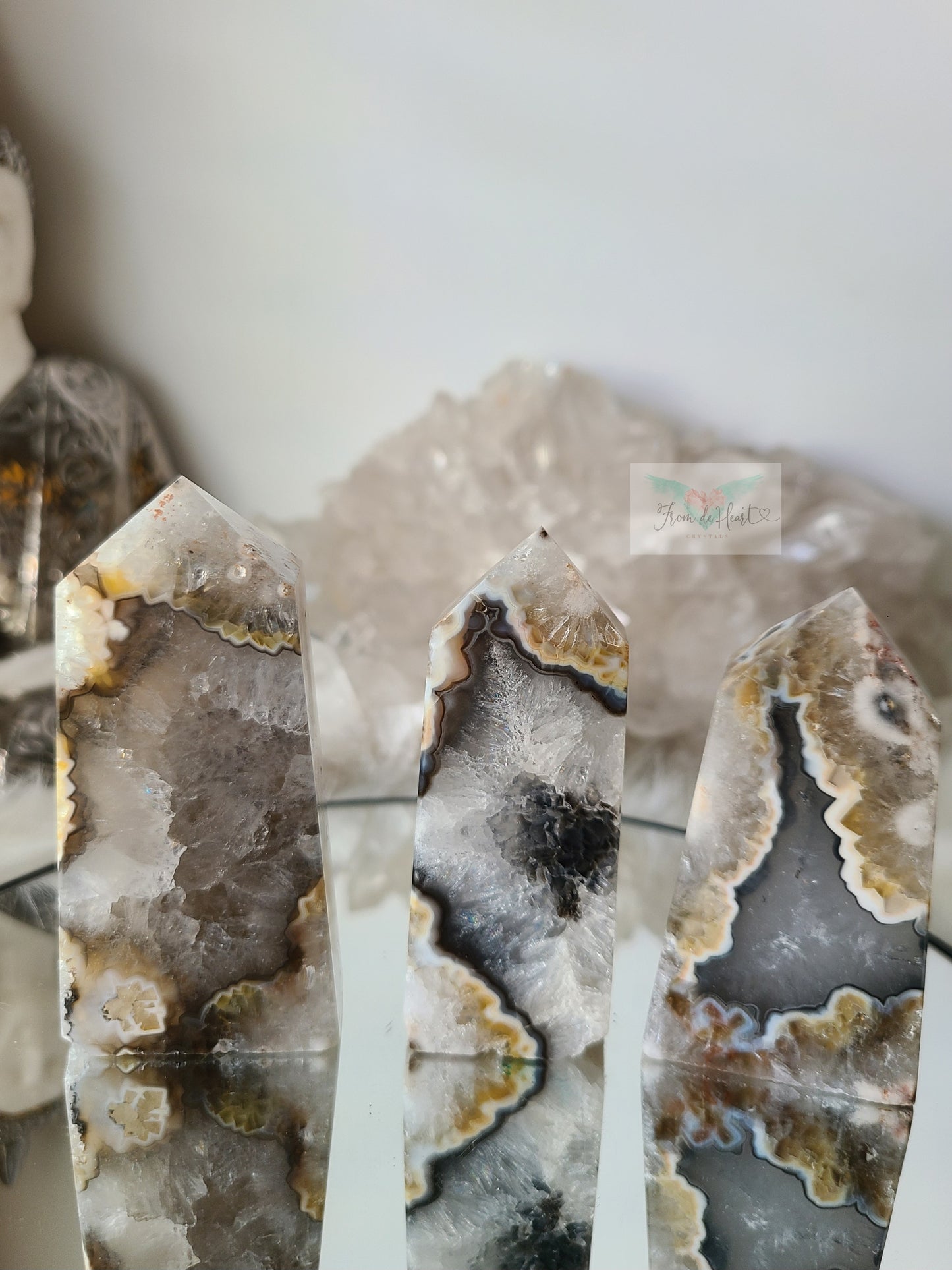 Argentina Agate in Quartz Tower (Rare find) (C)