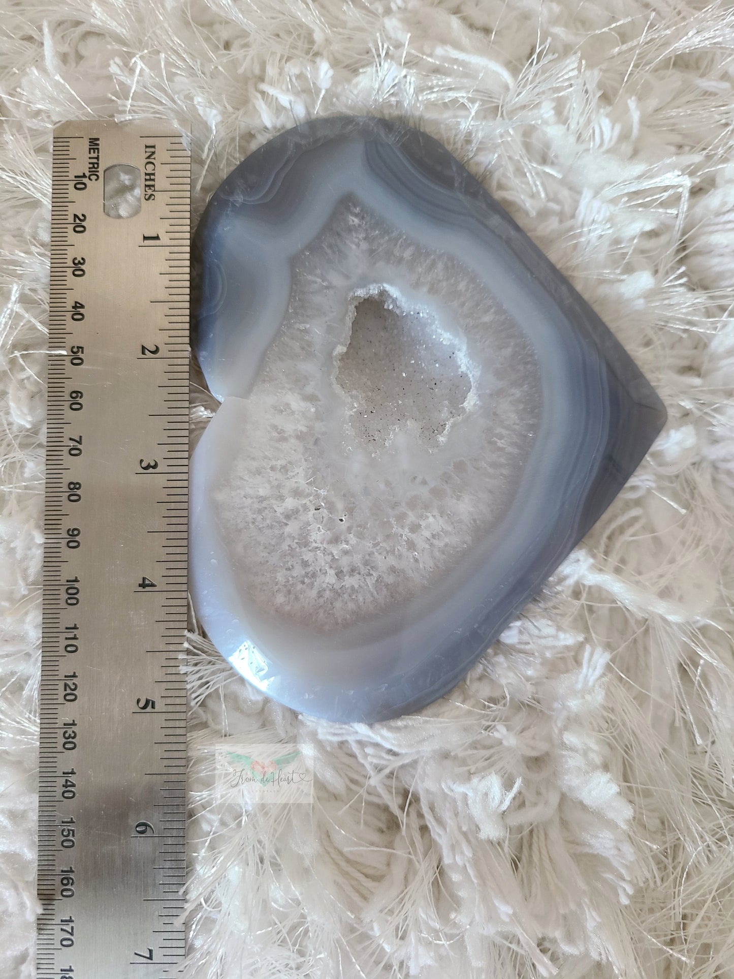 Blue Druzy Agate Heart (Carving)(B)