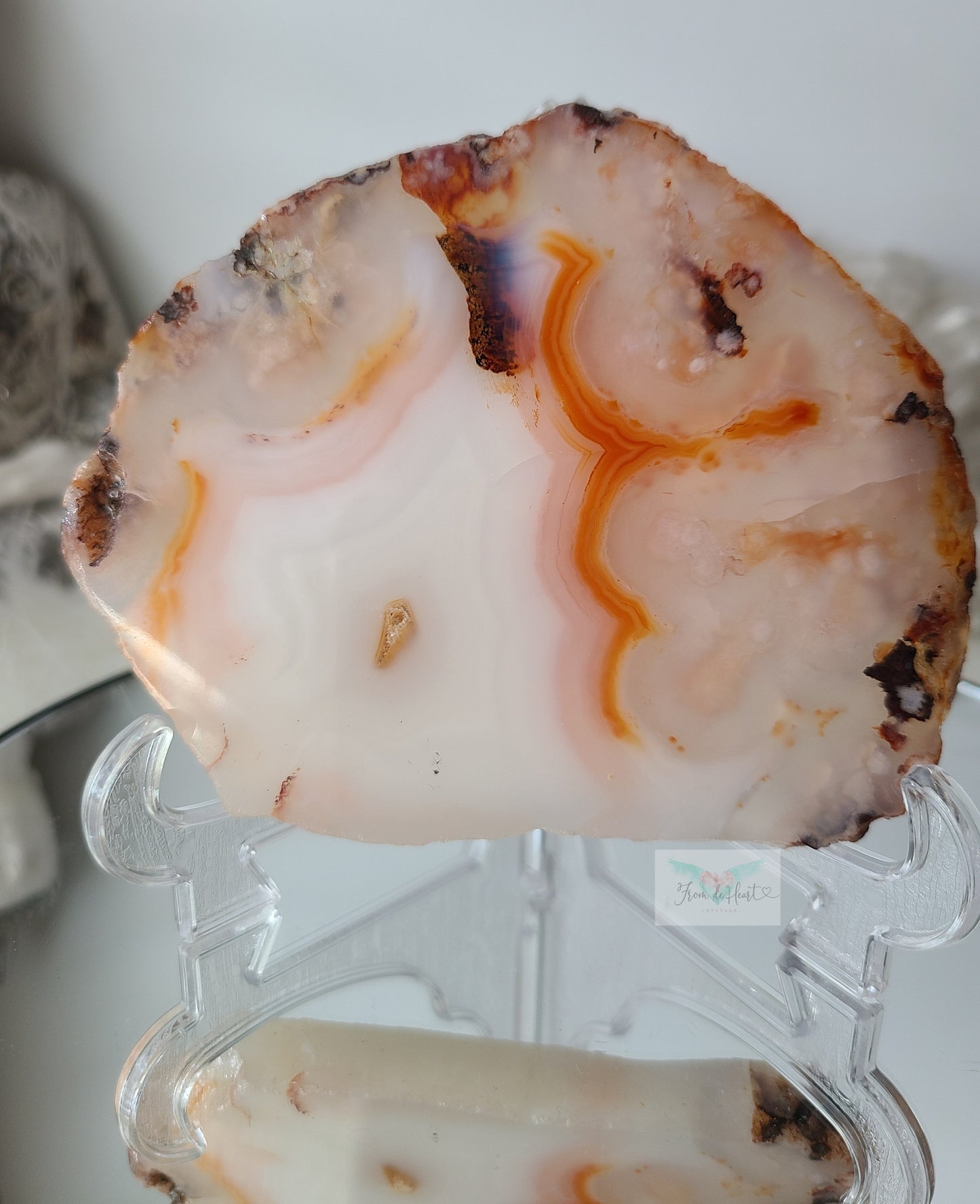 Carnelian Flower Agate Tower and Slab Pair (High Quality)