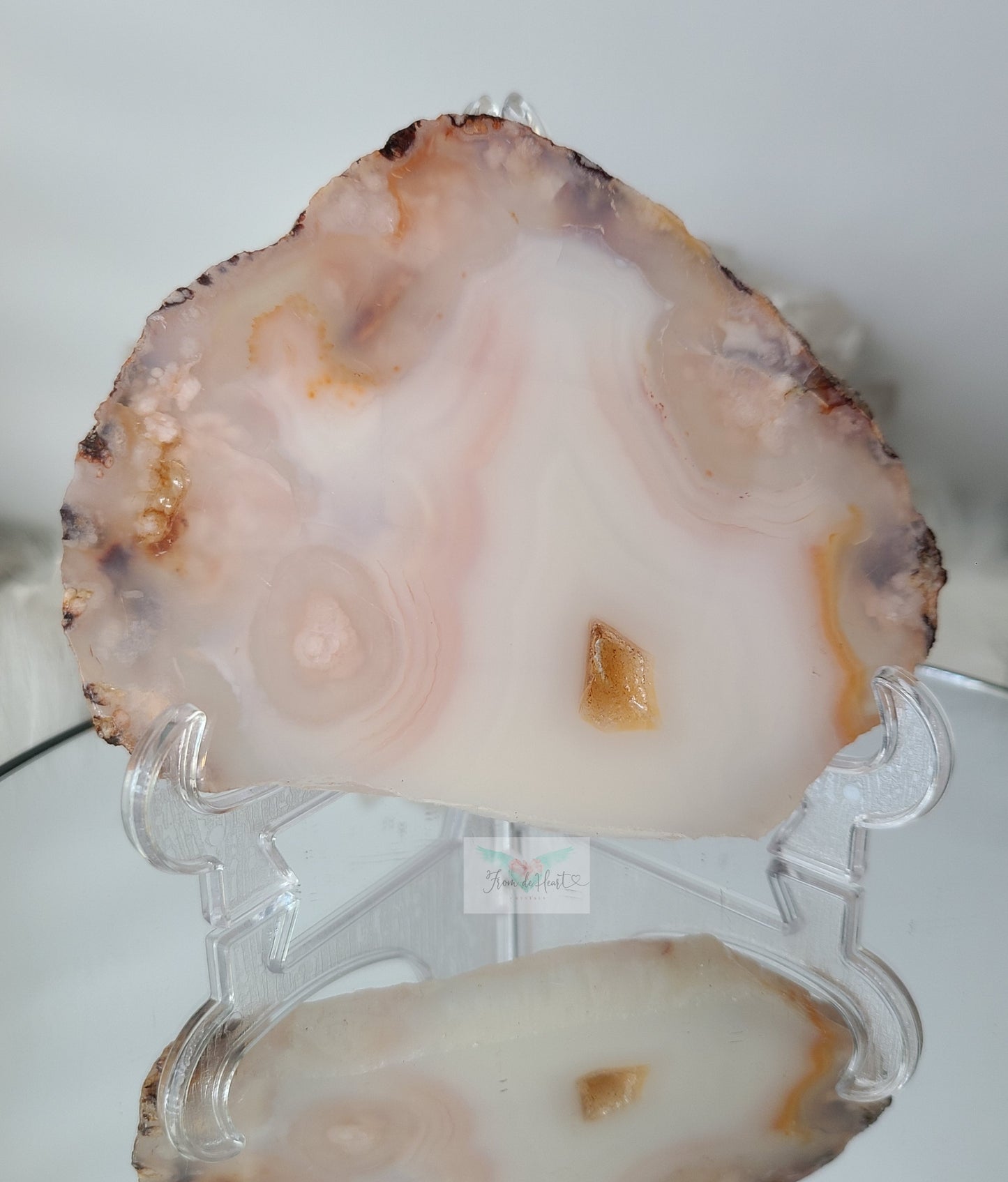 Carnelian Flower Agate Tower and Slab Pair (High Quality)