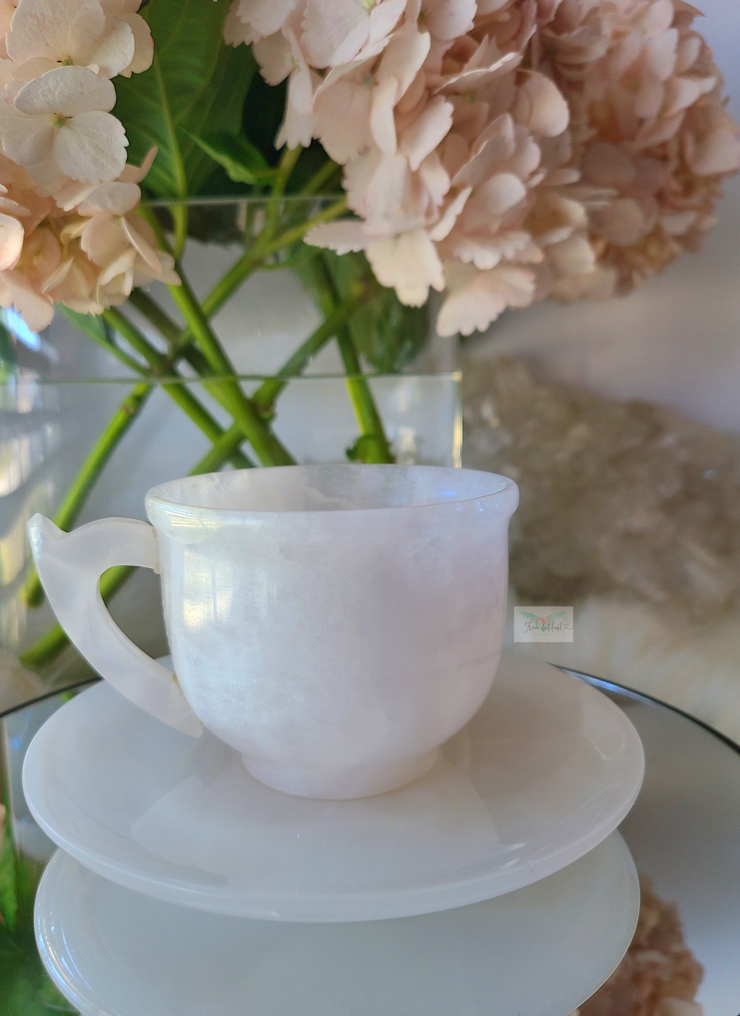 Pink Calcite Cup and Saucer Set (UV Reactive) (B)