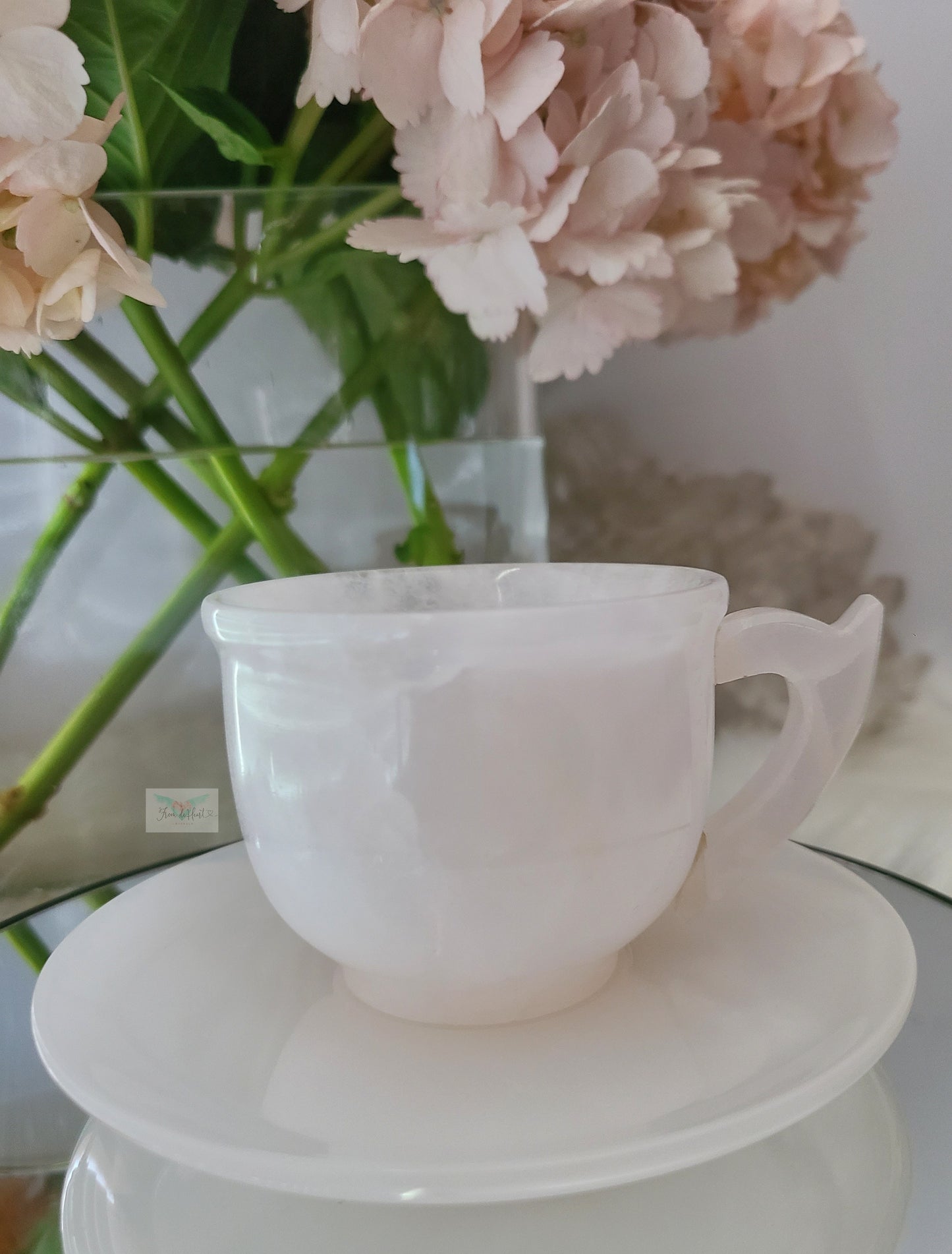 Pink Calcite Cup and Saucer Set (UV Reactive) (B)