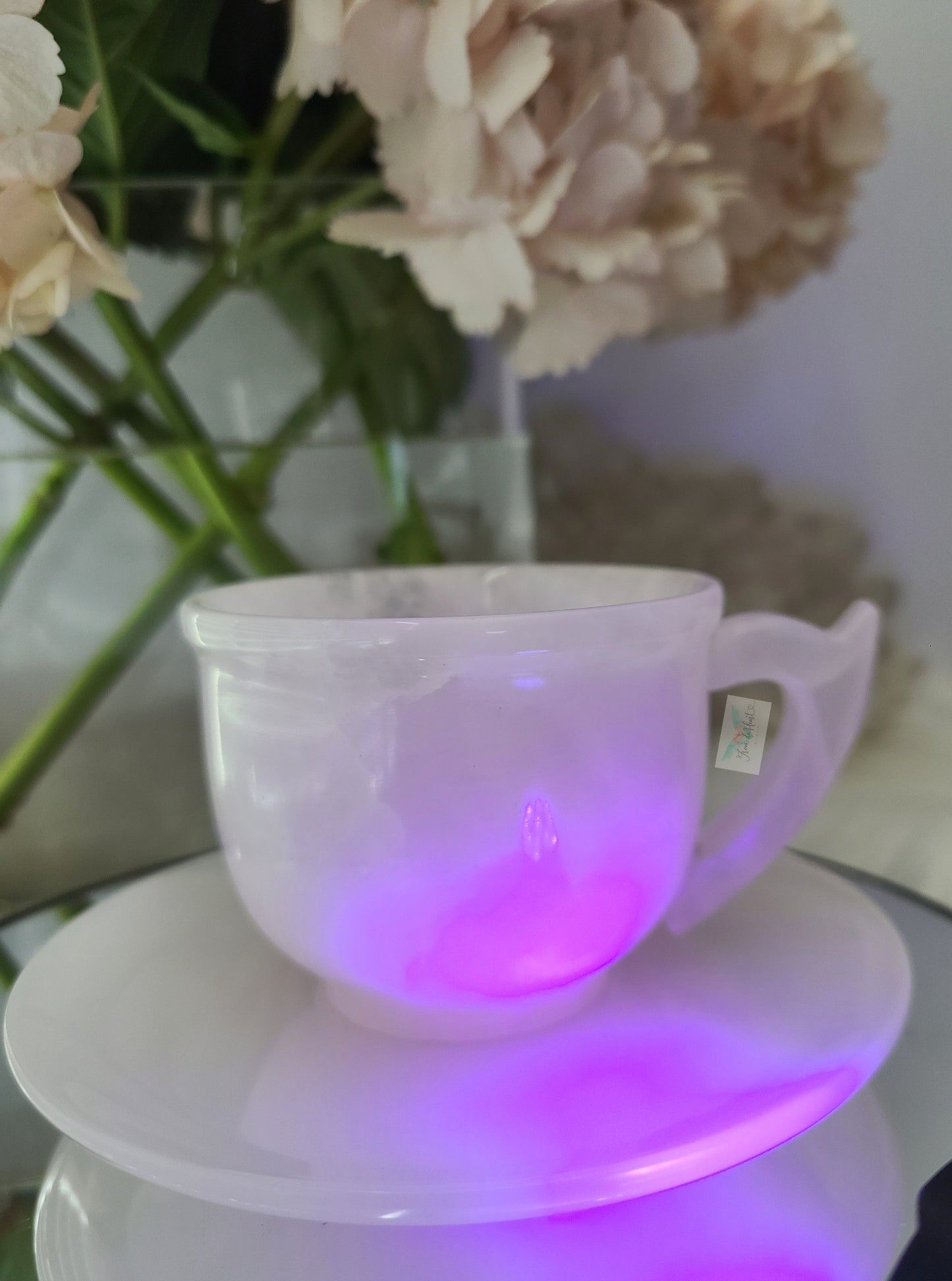 Pink Calcite Cup and Saucer Set (UV Reactive) (B)