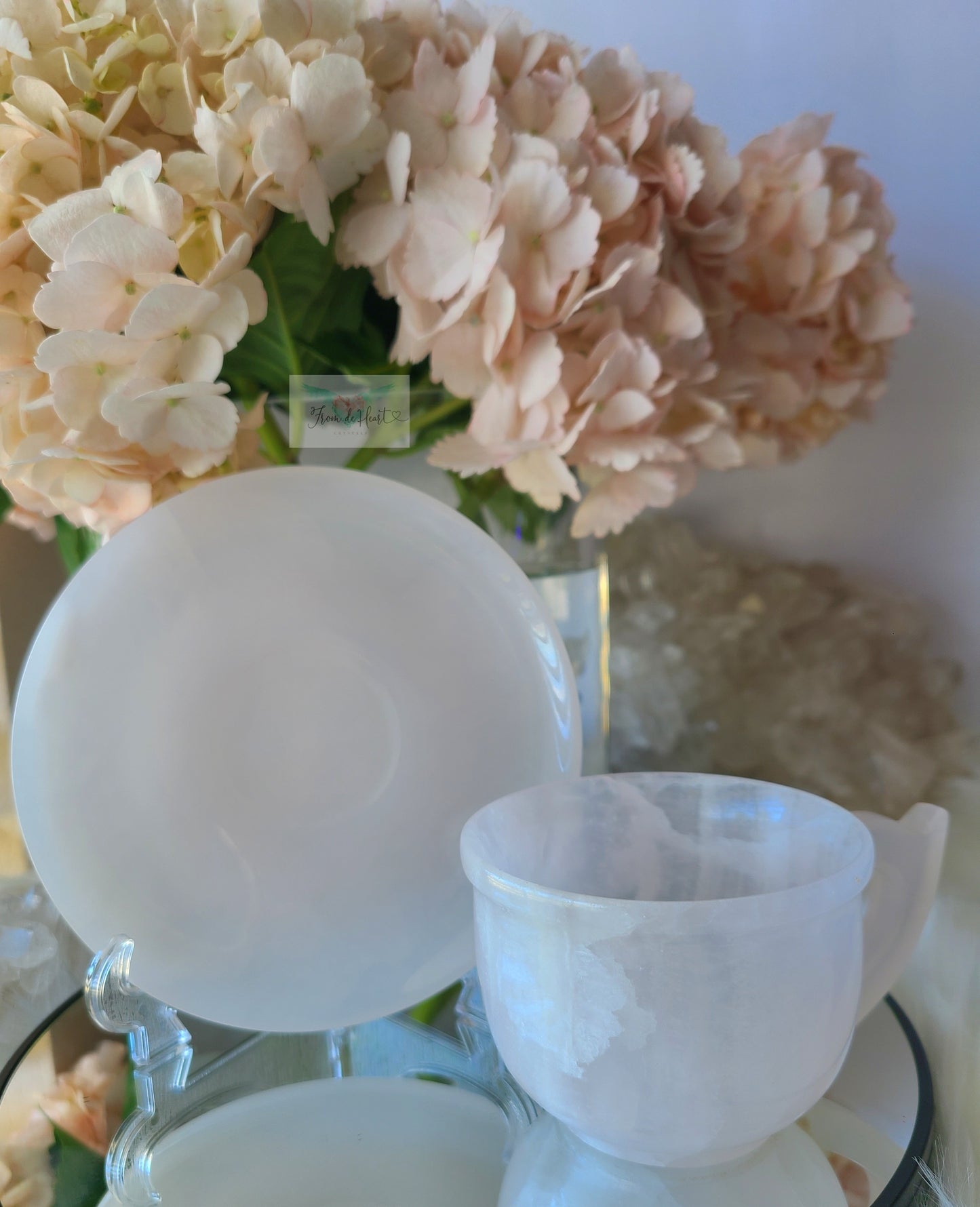 Pink Calcite Cup and Saucer Set (UV Reactive) (C)