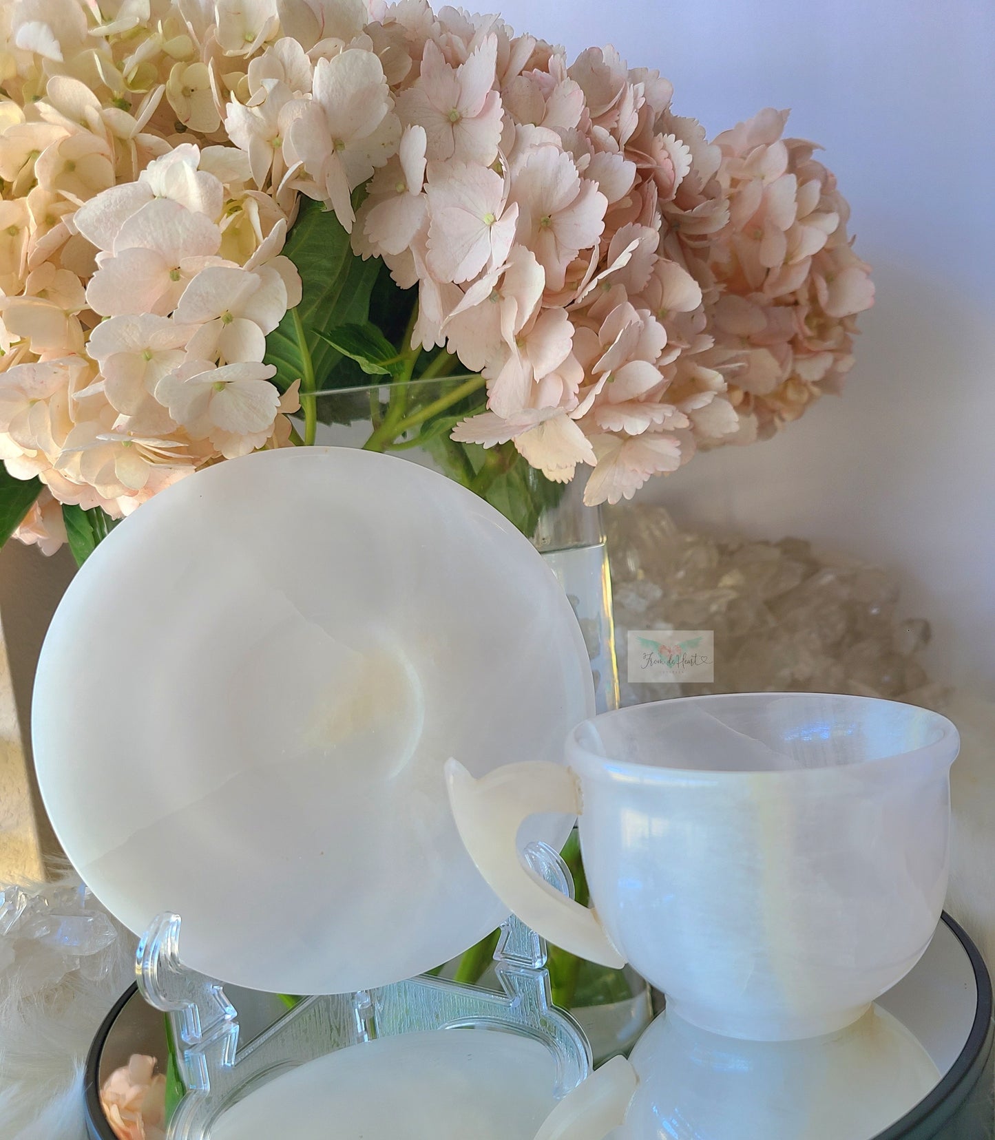 Pink Calcite Cup and Saucer Set (UV Reactive) (D)