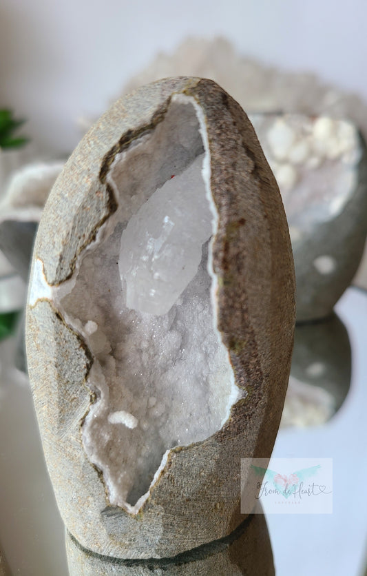 White Druzy Apophyllite Geode (B)