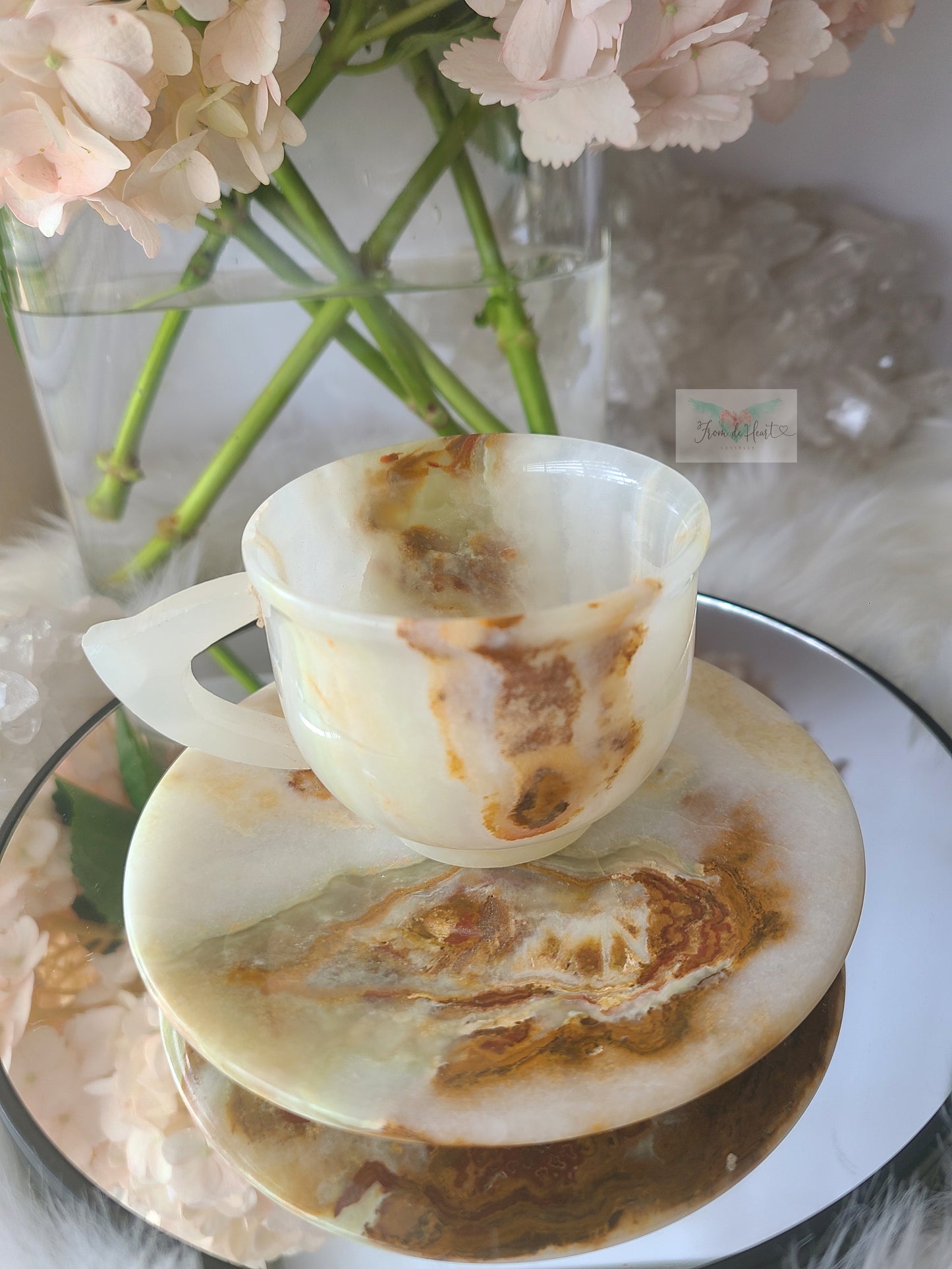 Green Onyx Cup and Saucer Pair (A)