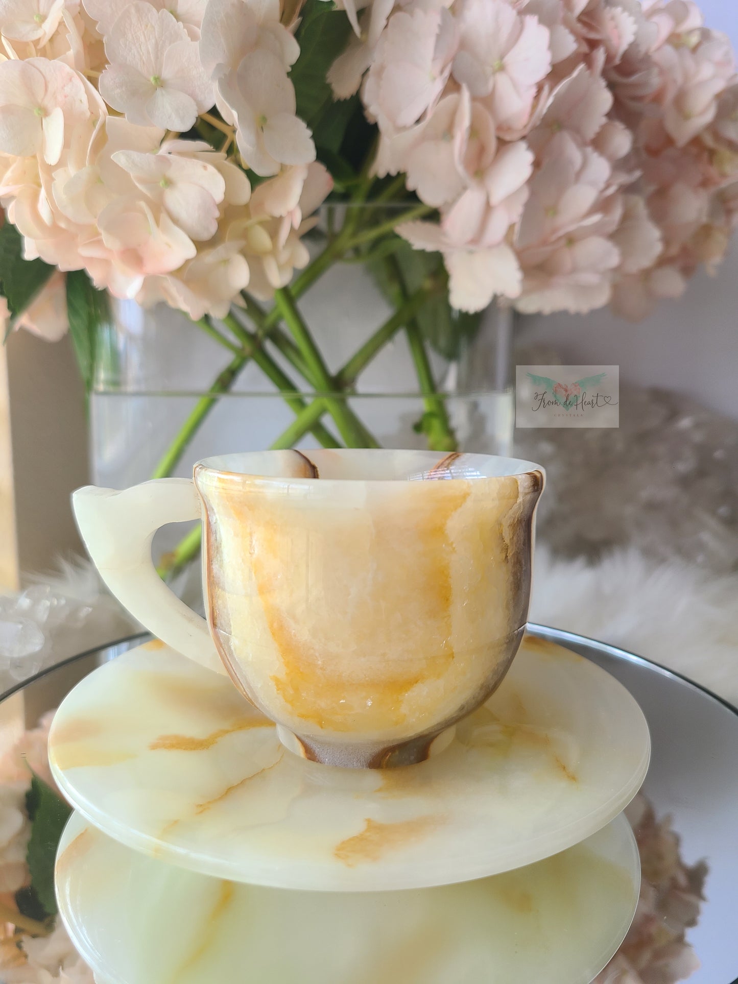 Green Onyx Cup and Saucer Pair (A2)