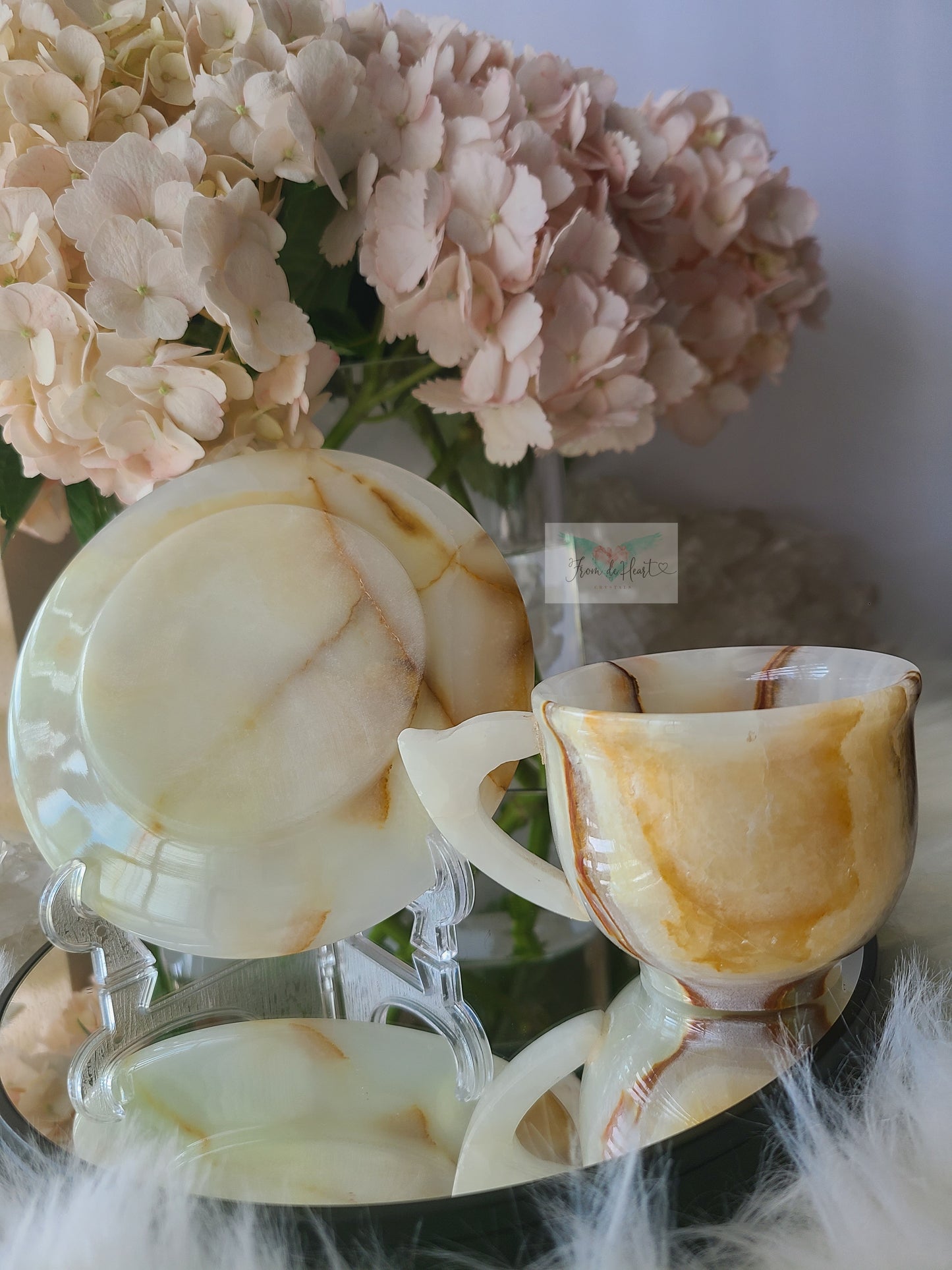 Green Onyx Cup and Saucer Pair (A2)