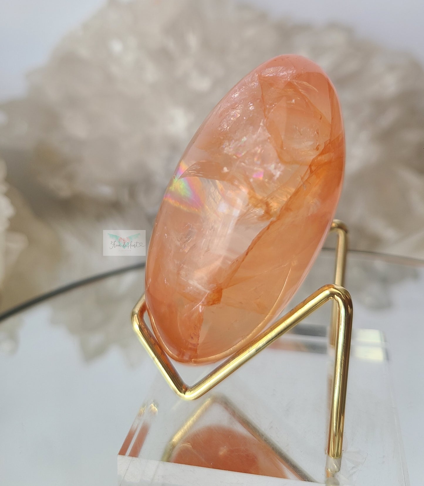 Fire Quartz Palmstone (Big Rainbows)