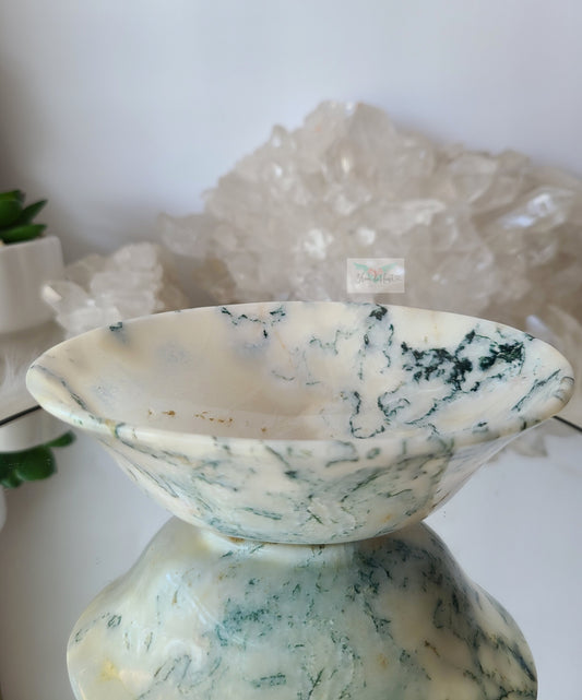 White Moss Agate Bowl