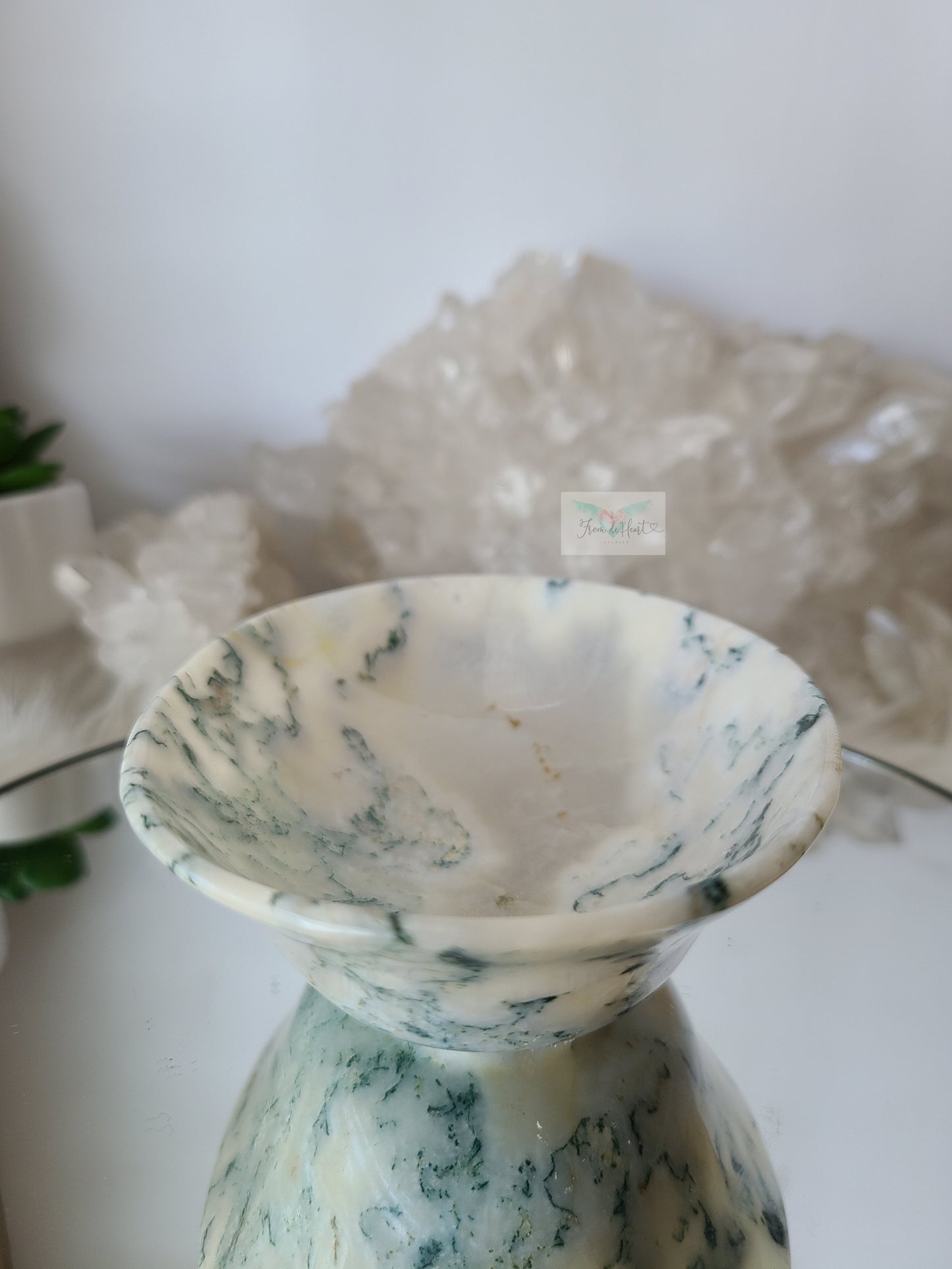 White Moss Agate Bowl