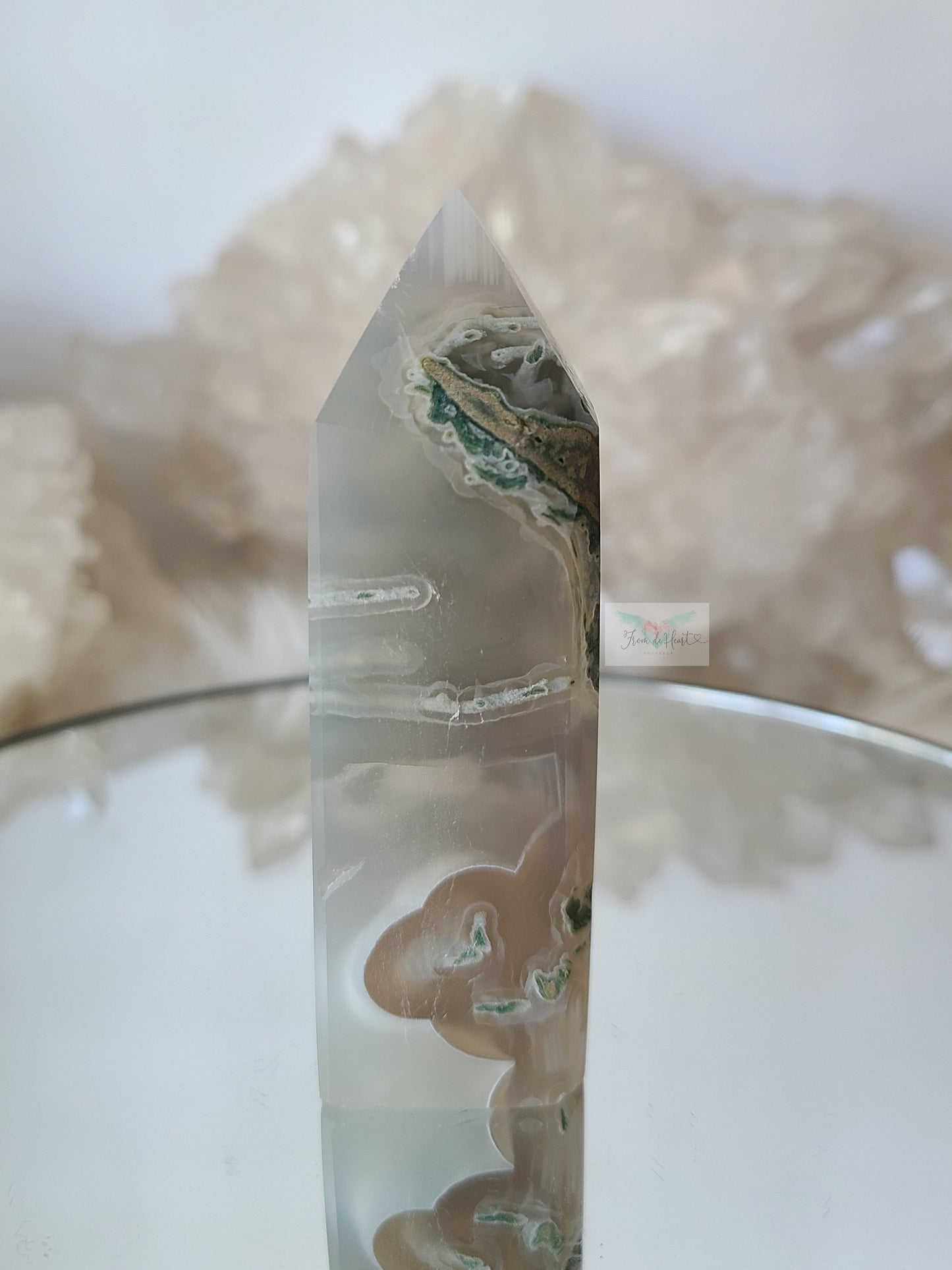 Icy Moss Agate Tower (B)