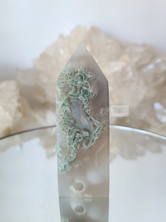 Icy Moss Agate Tower (B)