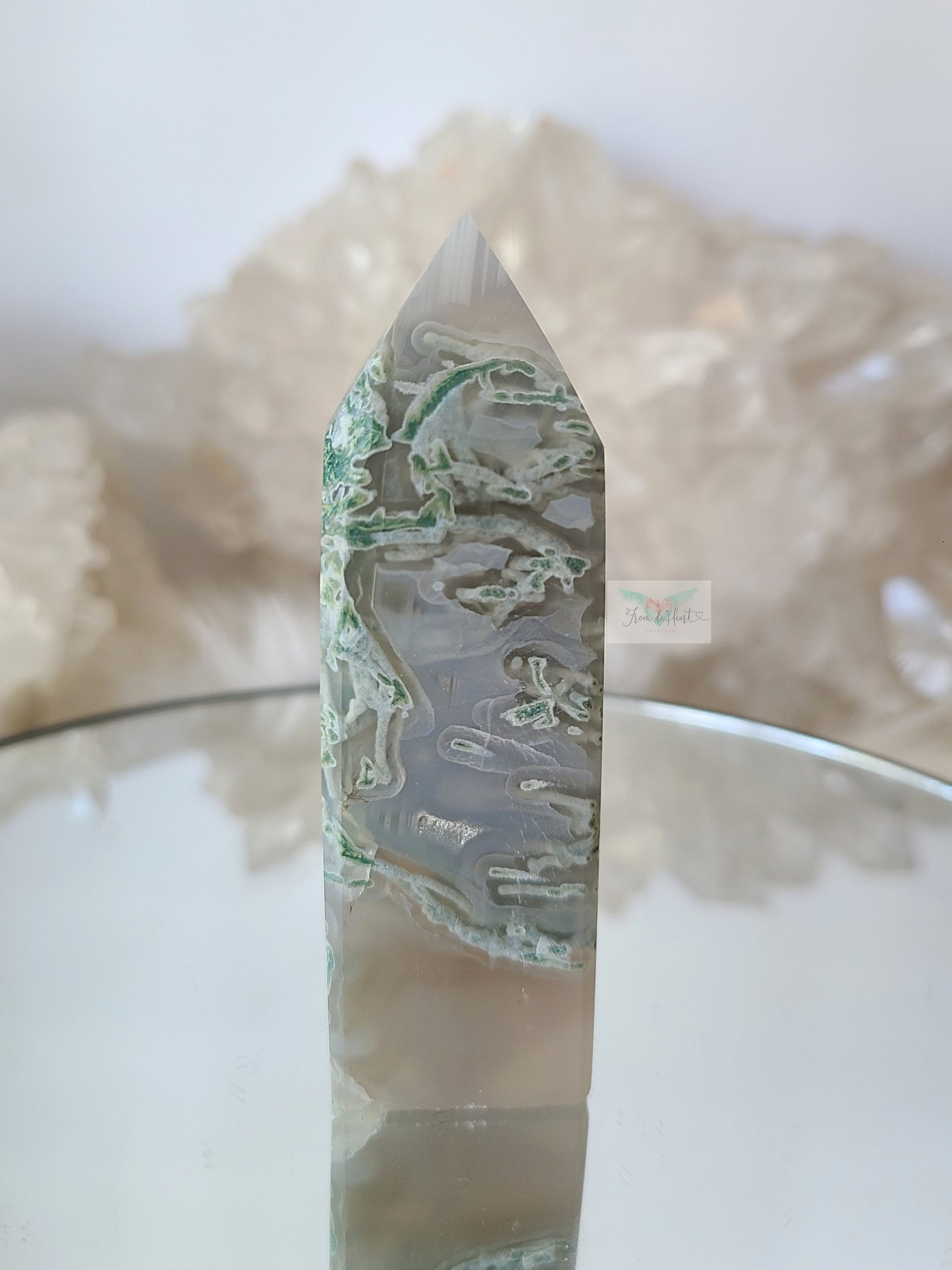 Icy Moss Agate Tower (B)