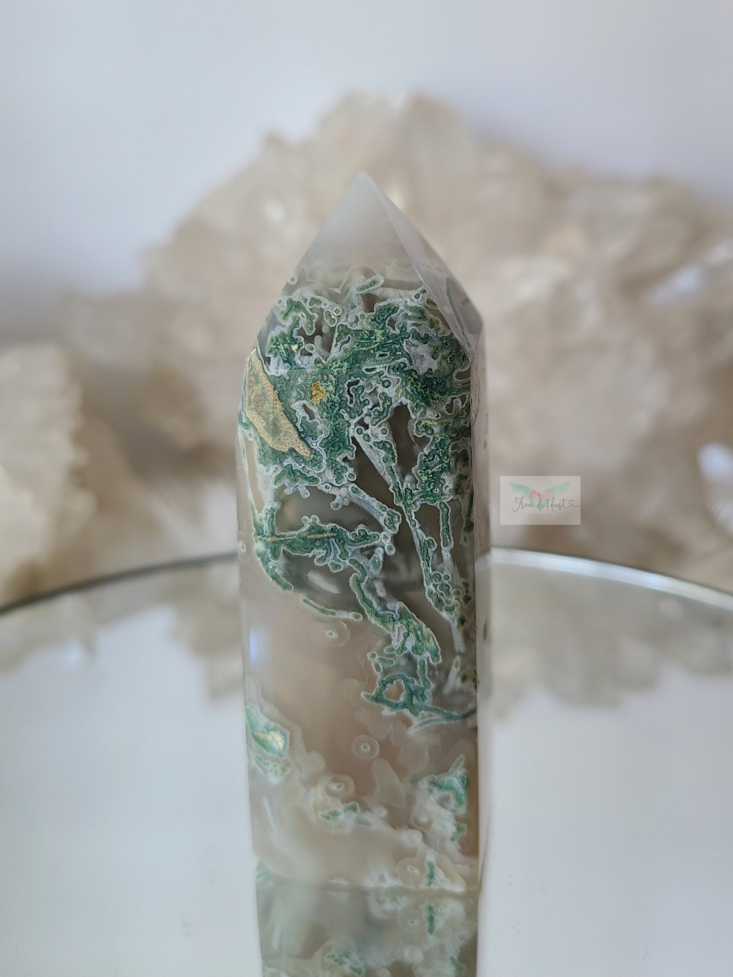 Icy Moss Agate Tower (B)