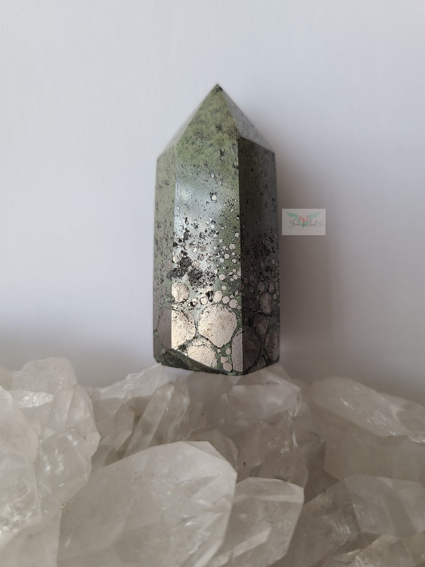 Bubble Pyrite in Green Jasper Tower (A) (Rare Find)