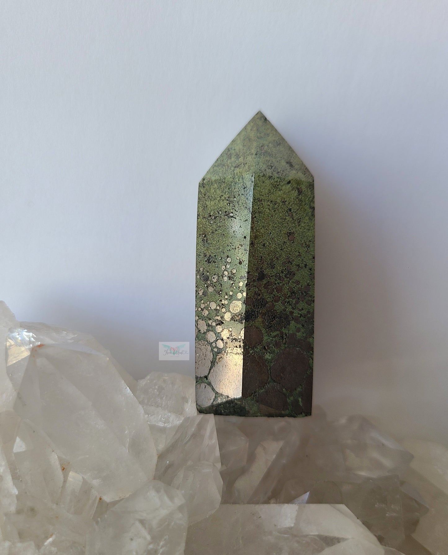 Bubble Pyrite in Green Jasper Tower (A) (Rare Find)