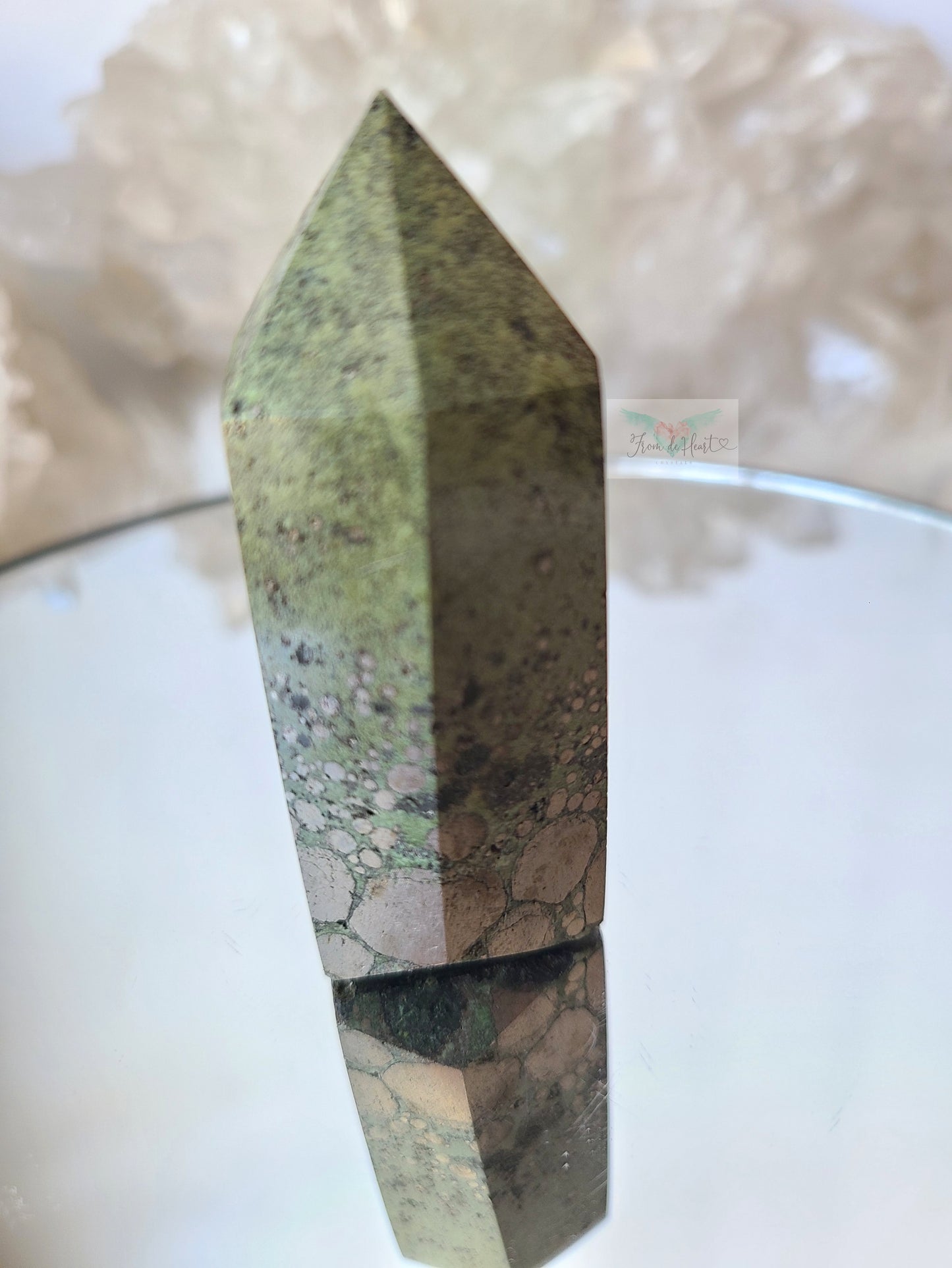 Bubble Pyrite in Green Jasper Tower (A) (Rare Find)