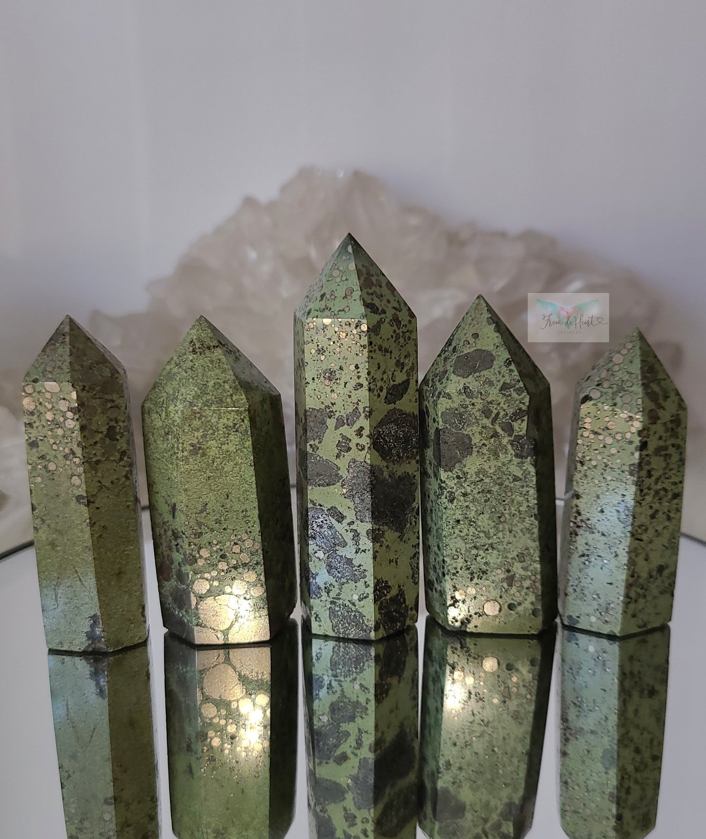 Bubble Pyrite in Green Jasper Tower (A) (Rare Find)