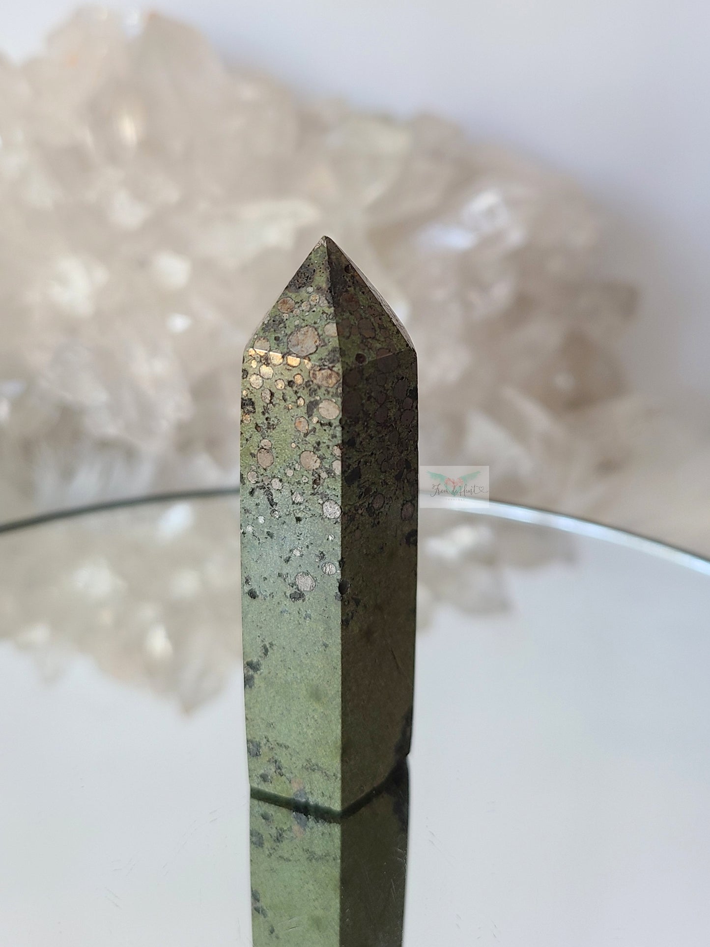 Bubble Pyrite in Green Jasper Tower (B) (Rare Find)