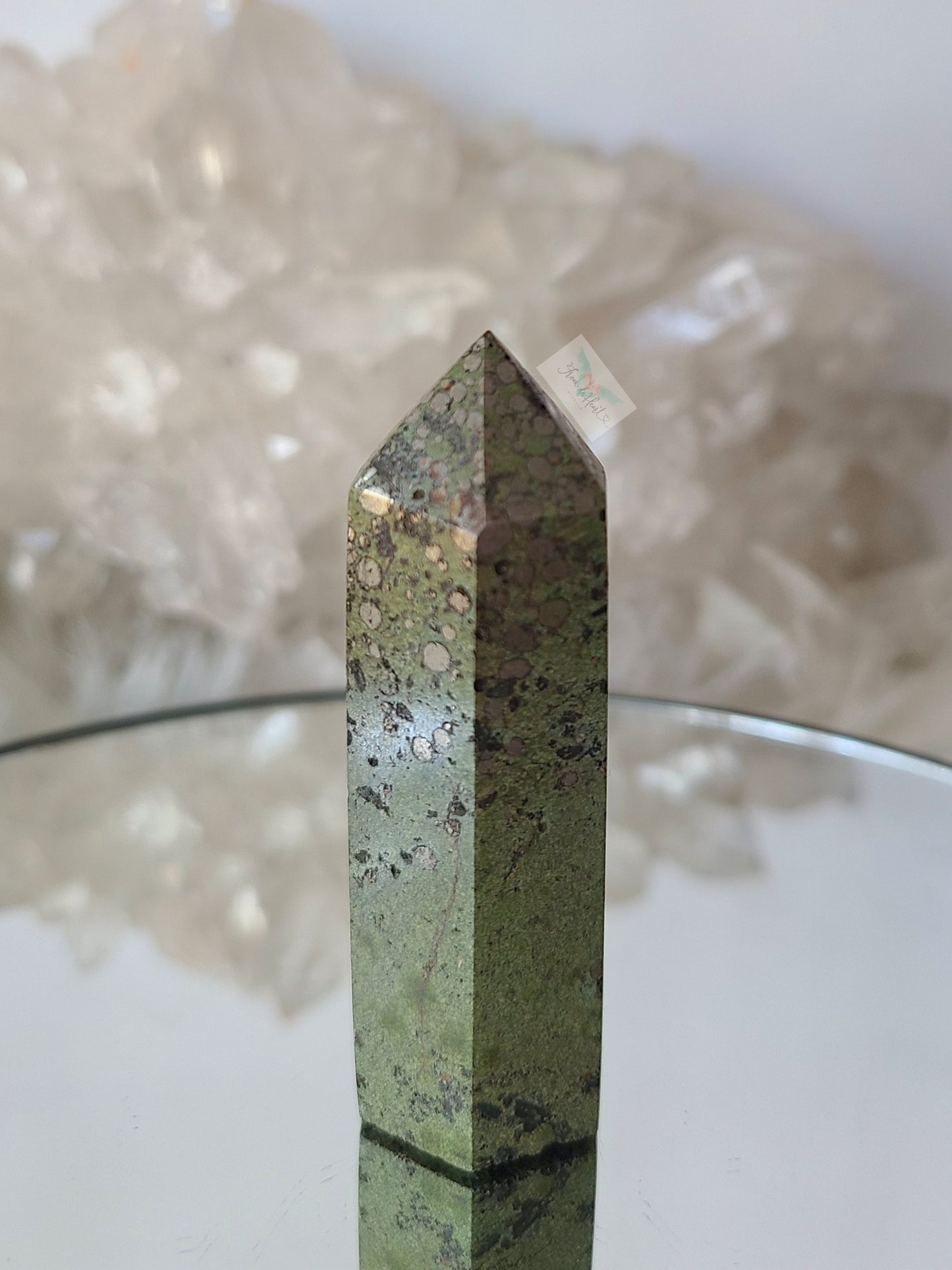 Bubble Pyrite in Green Jasper Tower (B) (Rare Find)