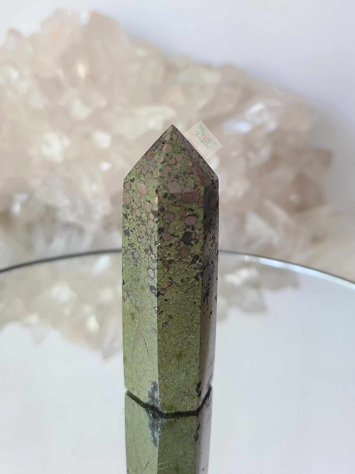 Bubble Pyrite in Green Jasper Tower (B) (Rare Find)