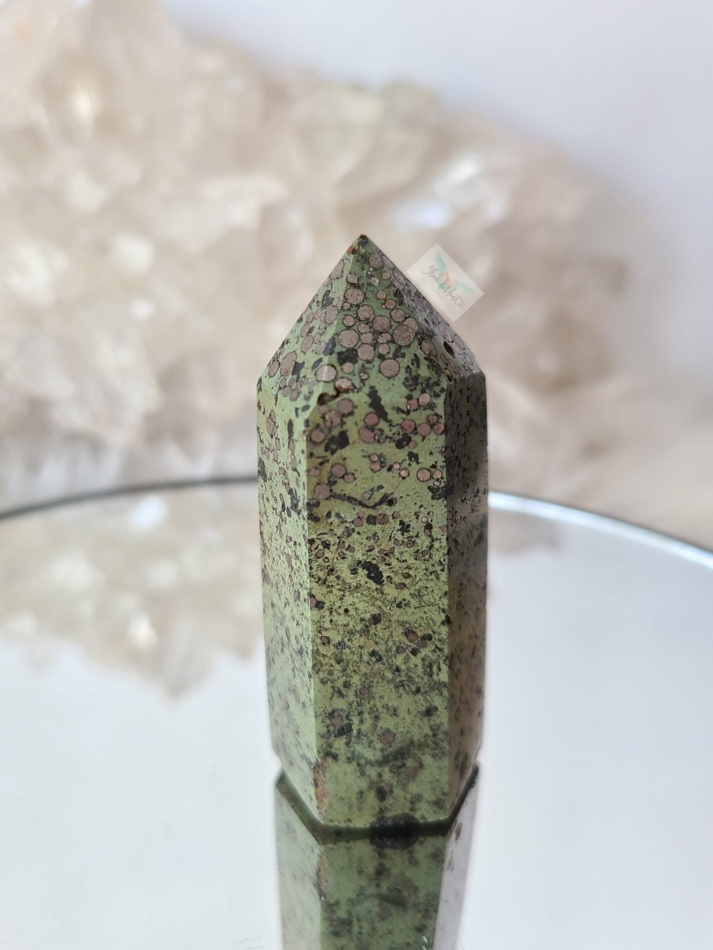 Bubble Pyrite in Green Jasper Tower (C) (Rare Find)