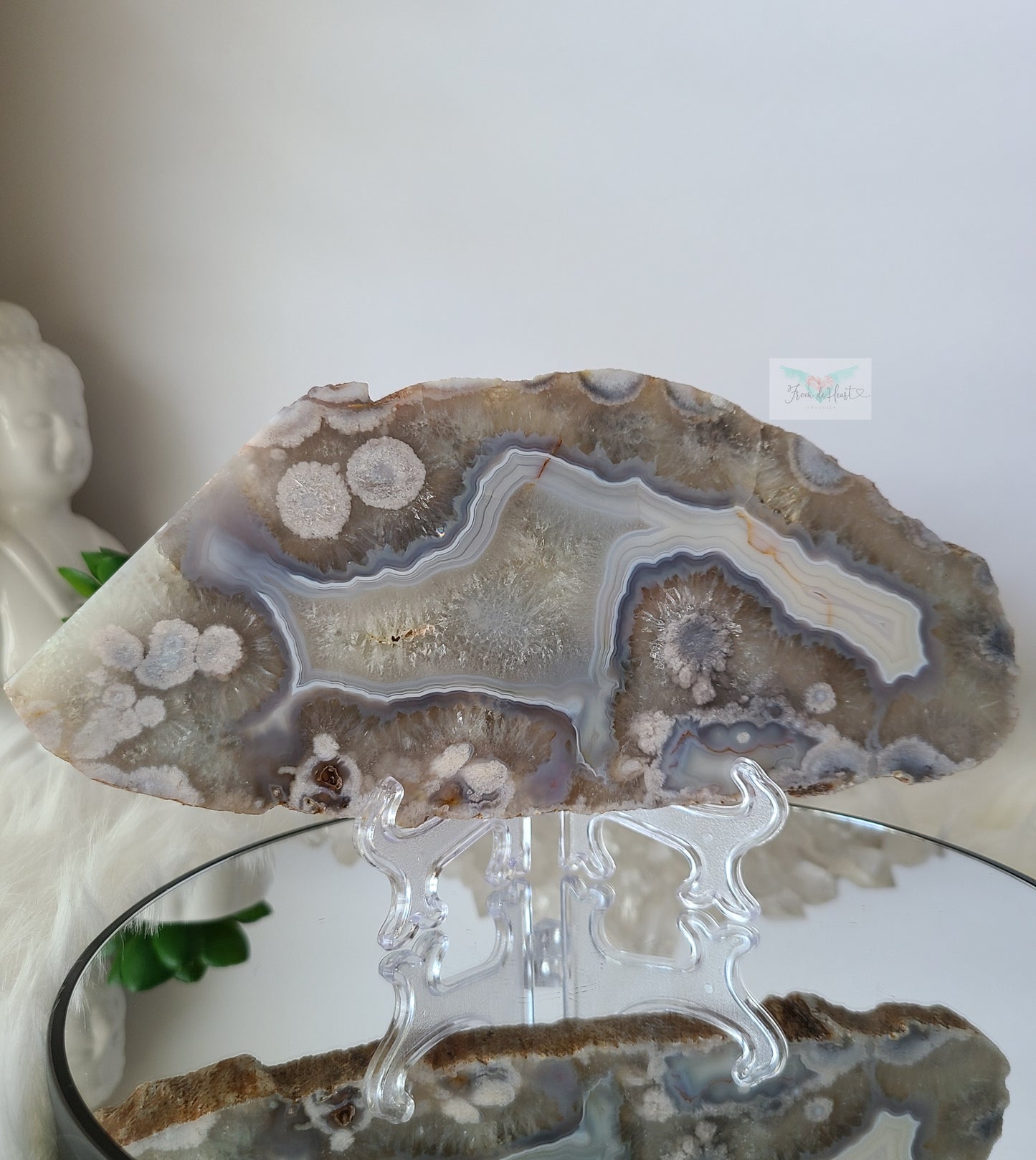 Chlorite Quartz Flower Agate Slab (C) (Rare Find)