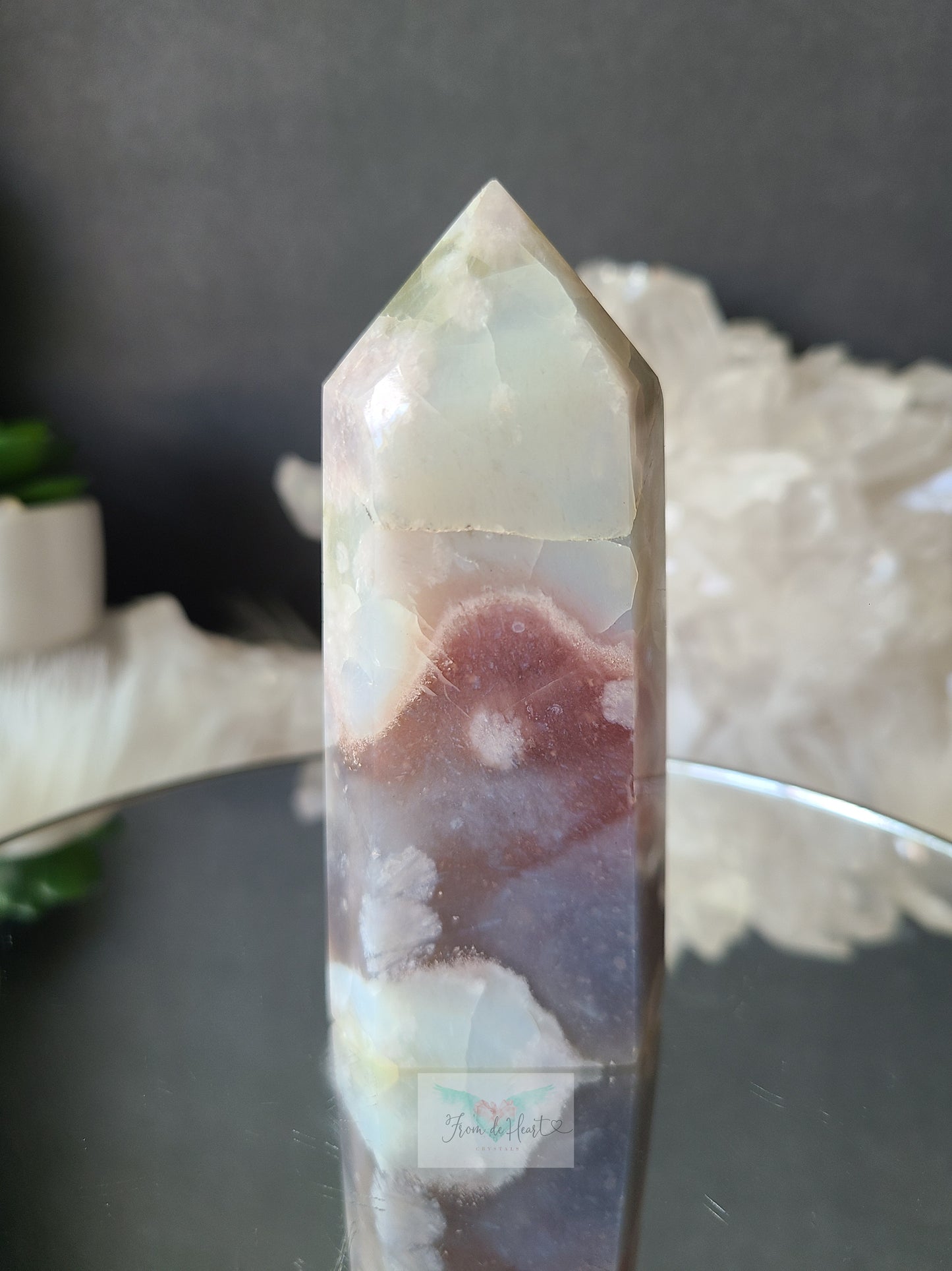 Mint Green Flower Agate Tower