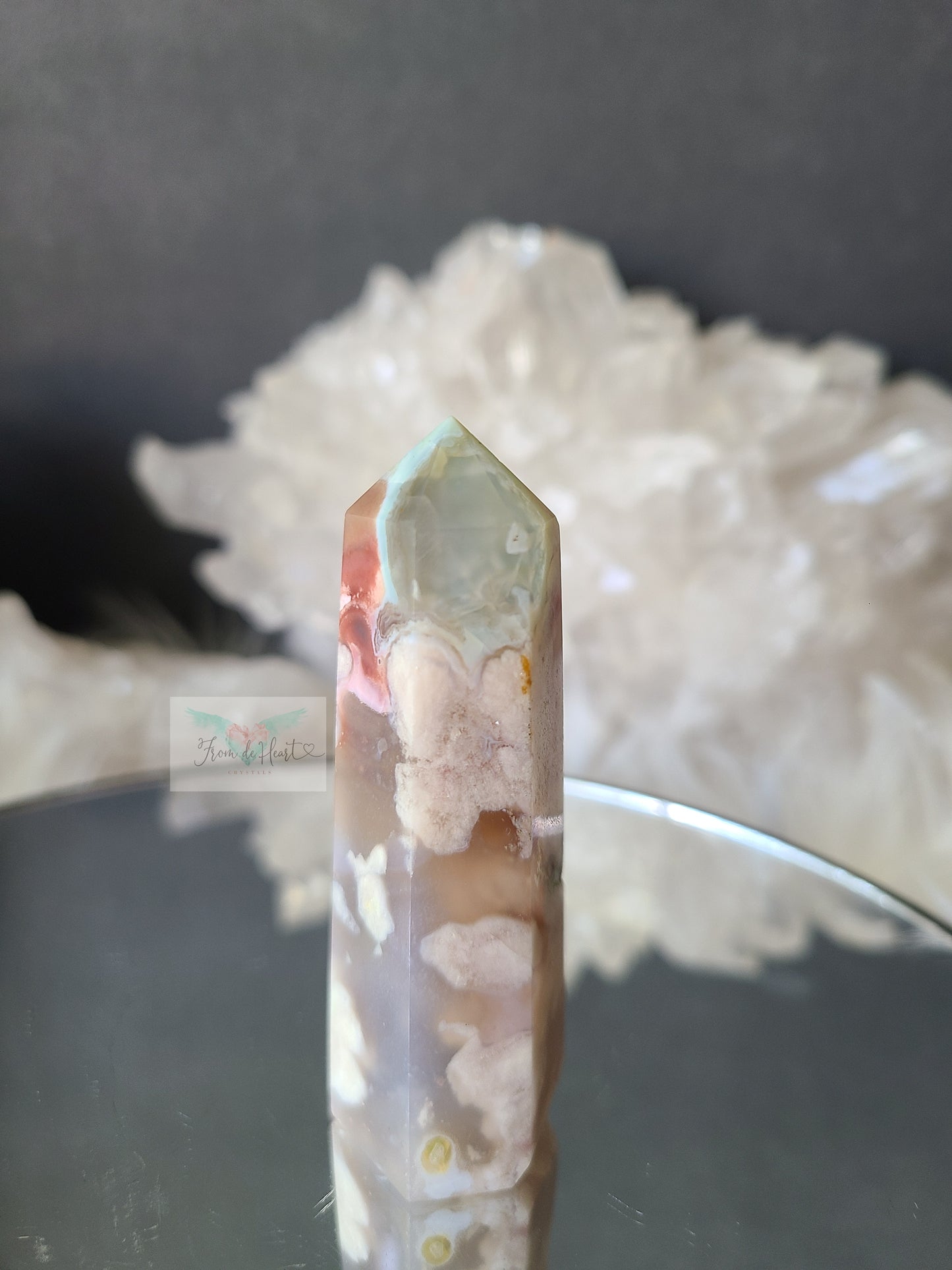 Mint Green Flower Agate Tower