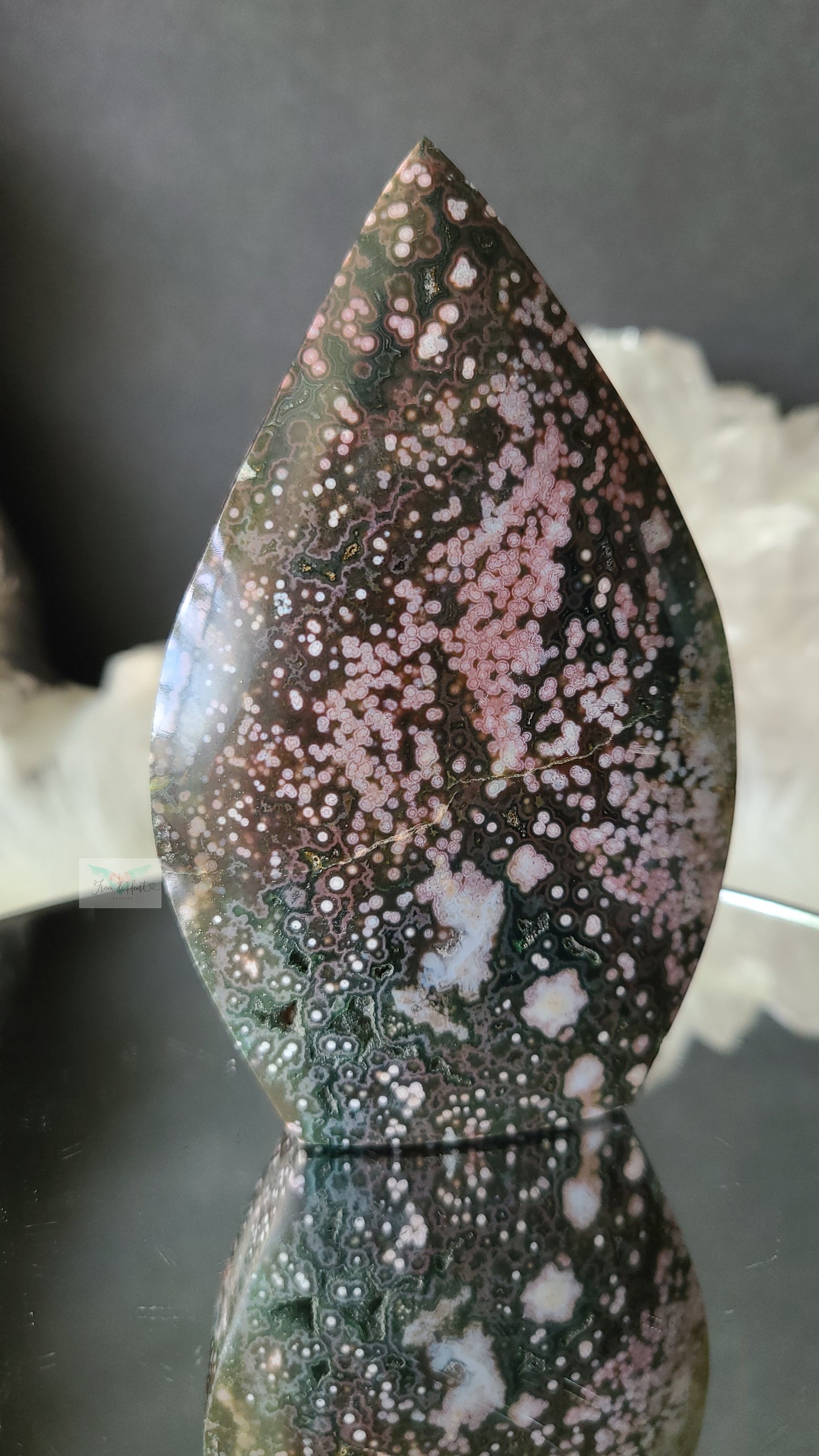 Druzy Veinless Pink Ocean Jasper Flame