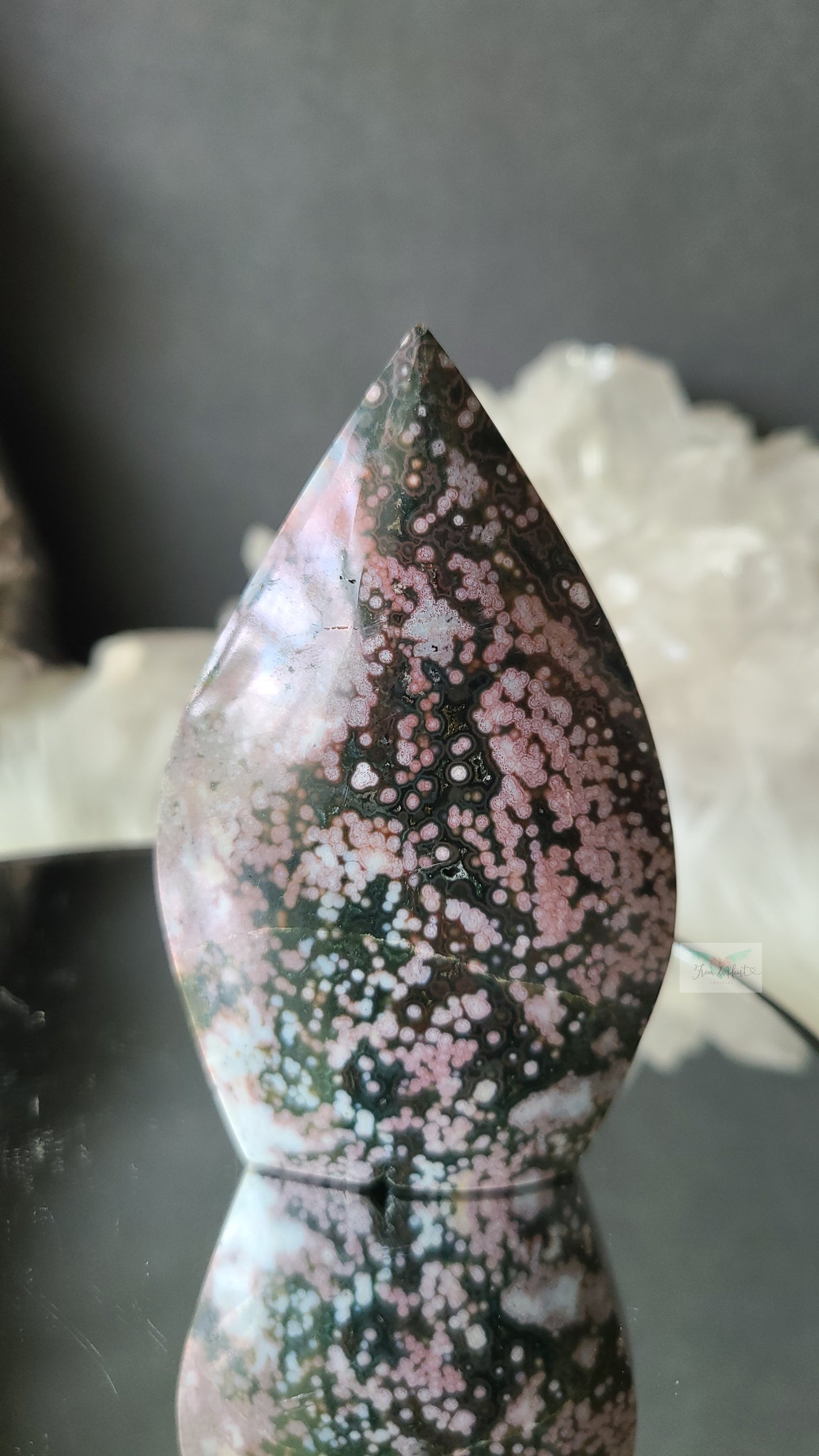 Druzy Veinless Pink Ocean Jasper Flame