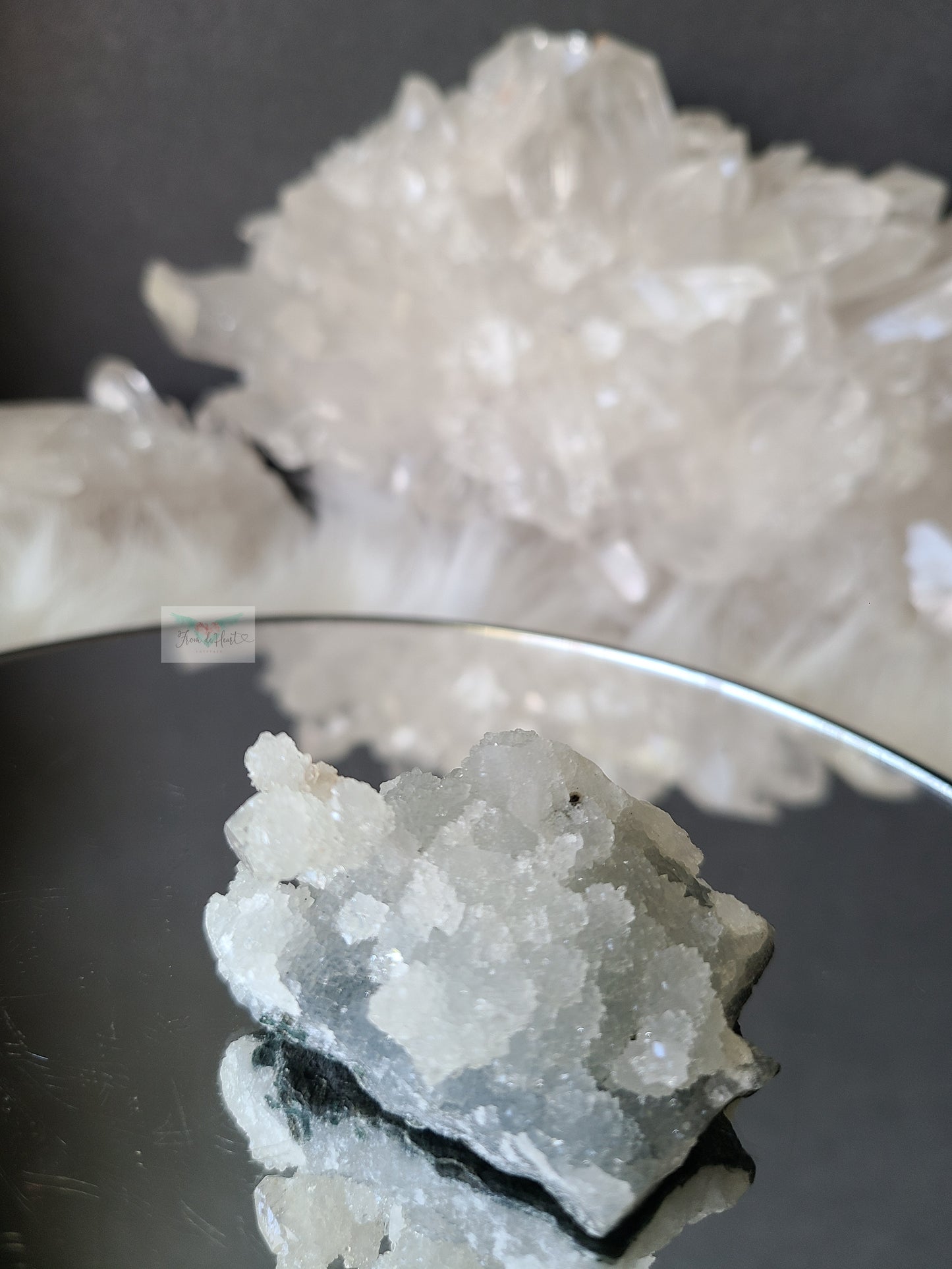 Raw blue chalcedony and Apophyllite Cluster