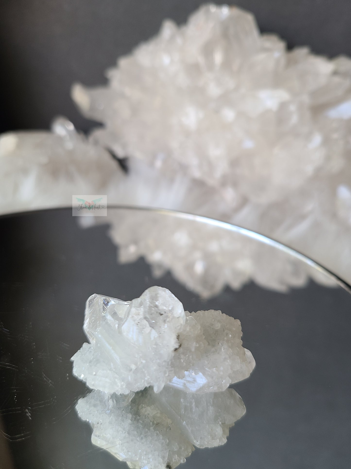 Raw blue chalcedony and Apophyllite Cluster