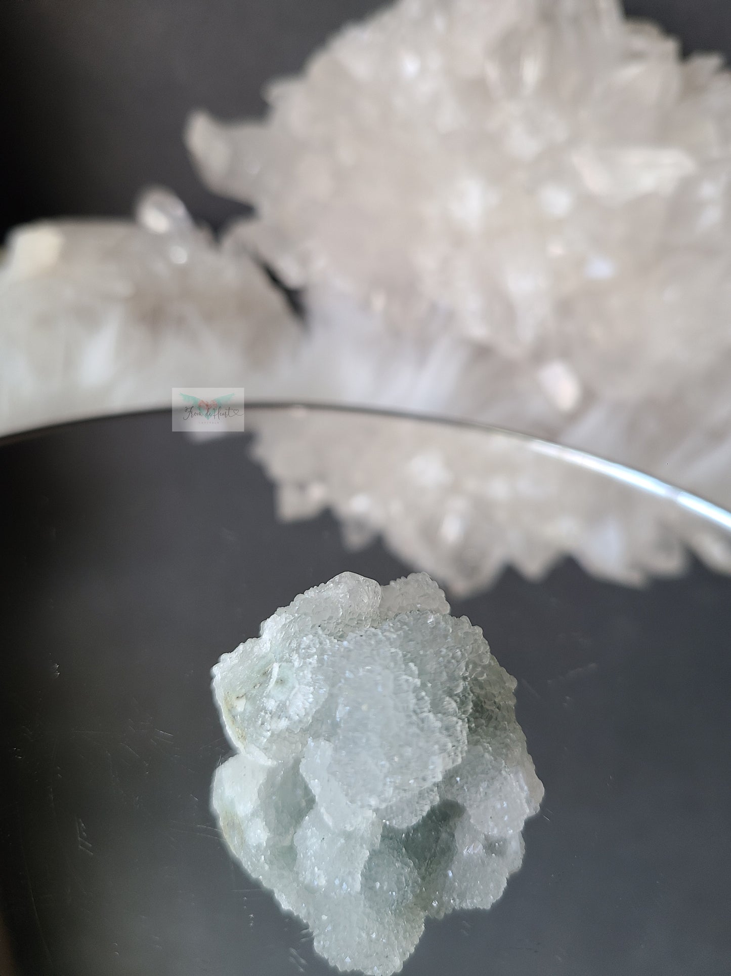 Raw blue chalcedony and Apophyllite Cluster