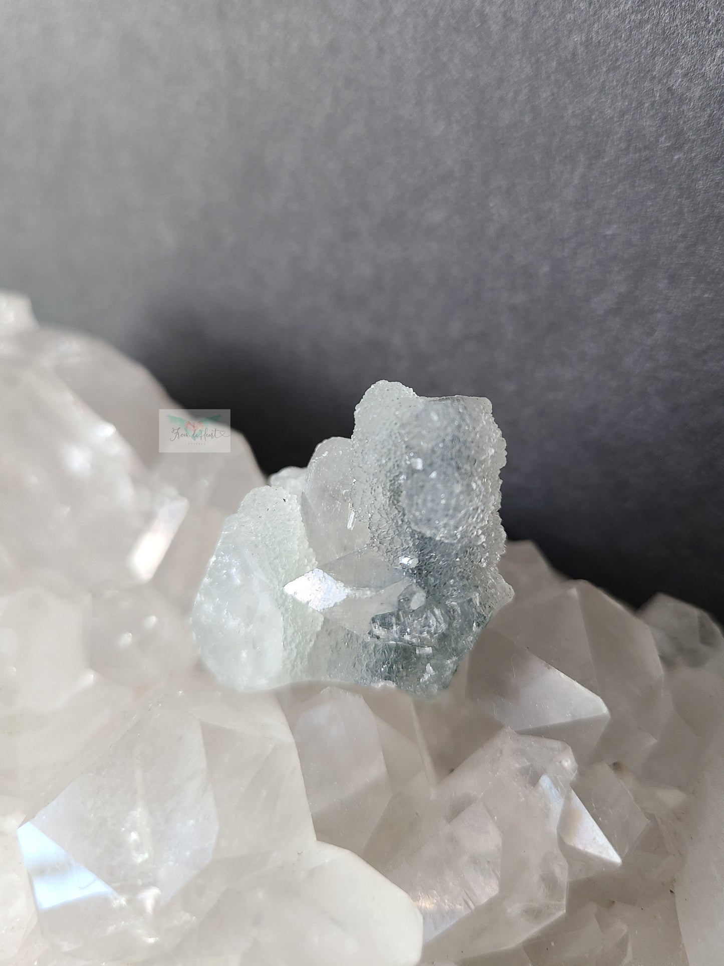 Raw blue chalcedony and Apophyllite Cluster