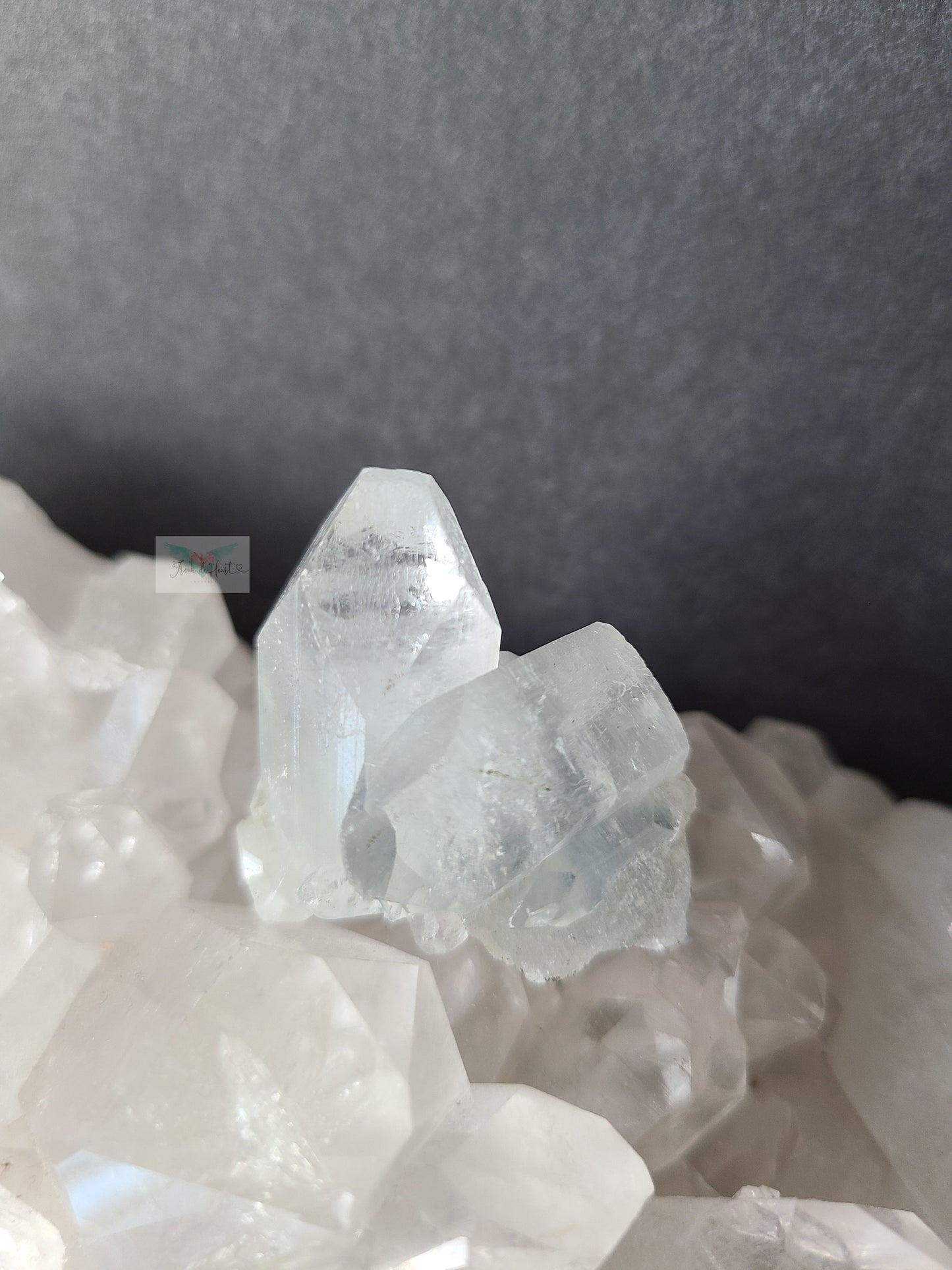 Raw blue chalcedony and Apophyllite Cluster