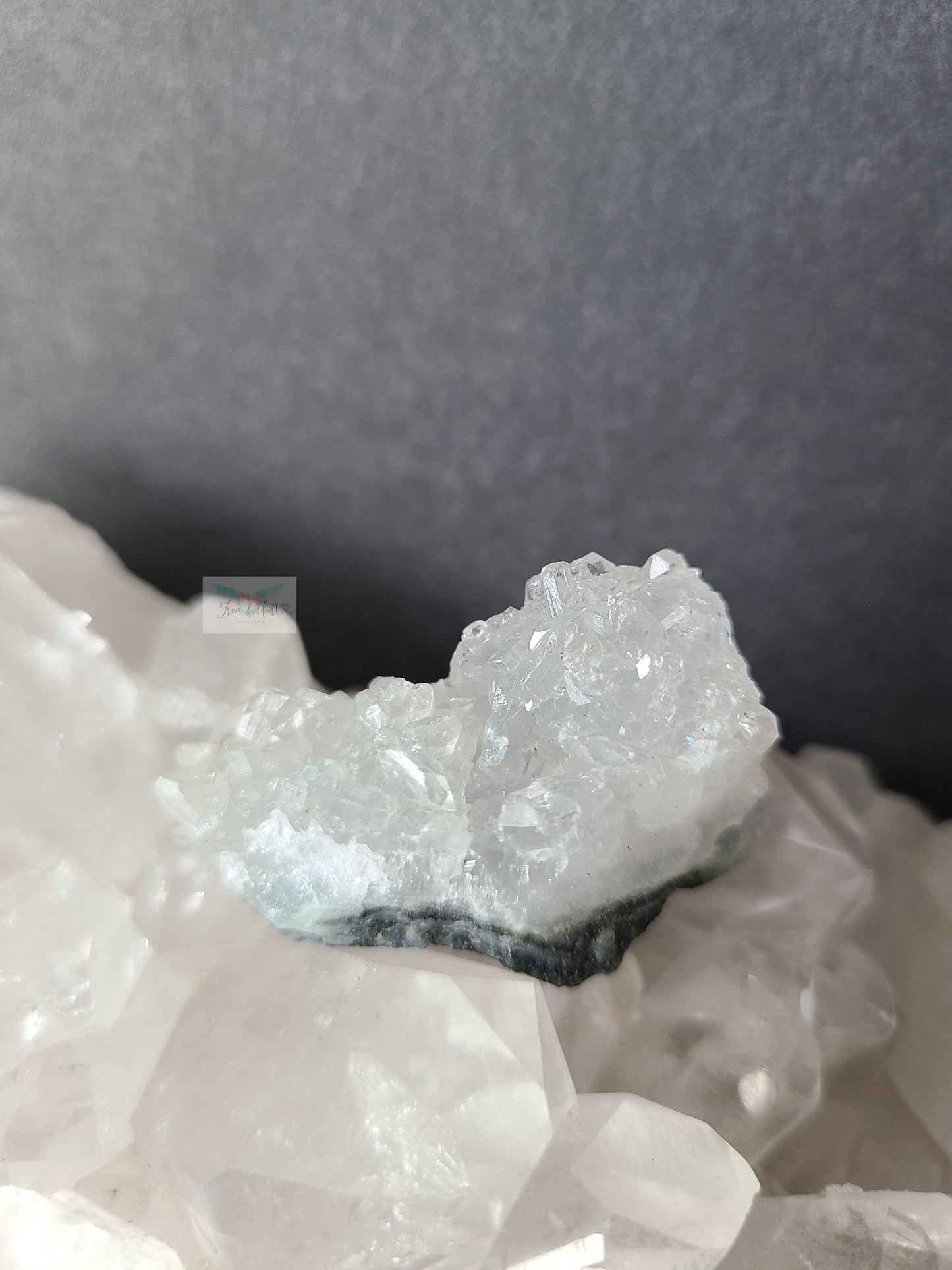 Raw blue chalcedony and Apophyllite Cluster