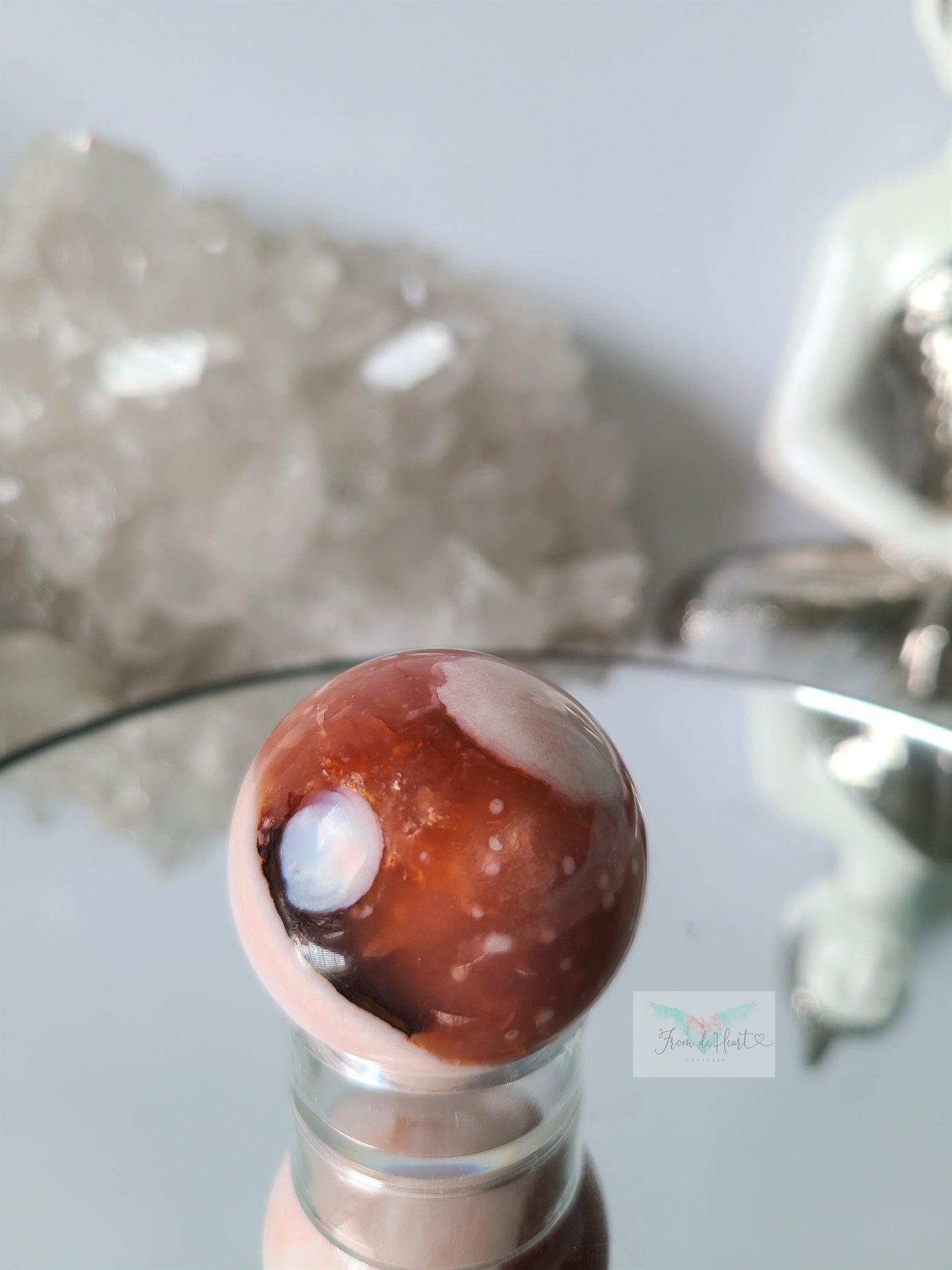 Vibrant Carnelian Flower Agate Sphere