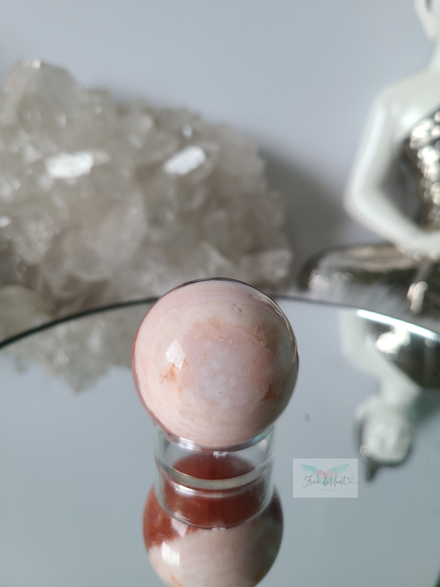 Vibrant Carnelian Flower Agate Sphere