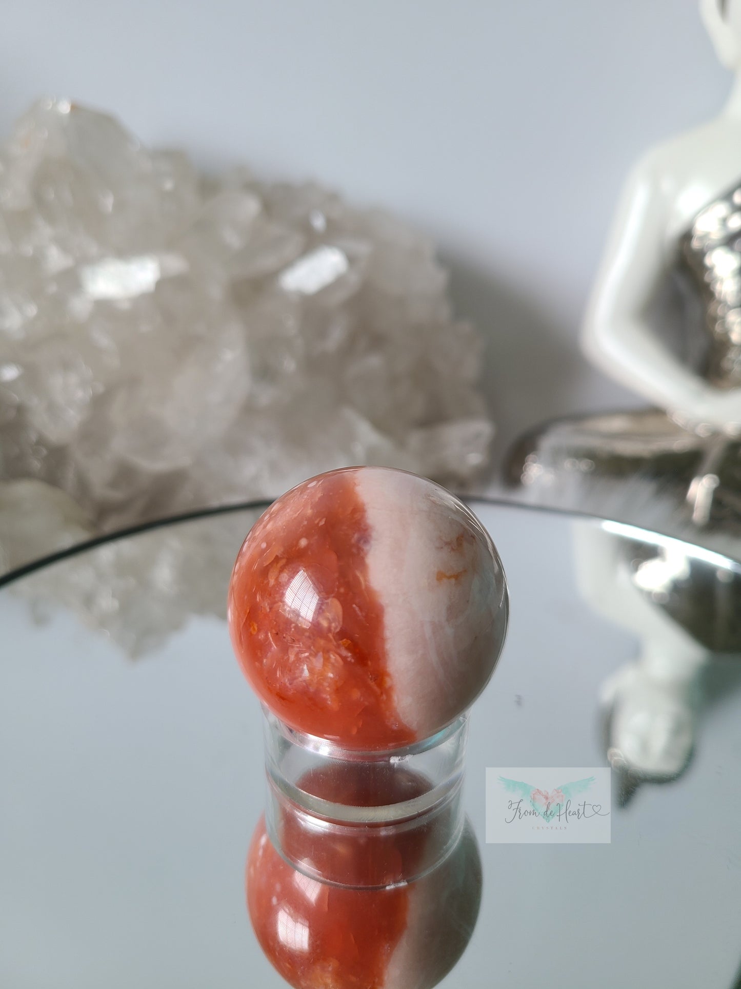 Vibrant Carnelian Flower Agate Sphere