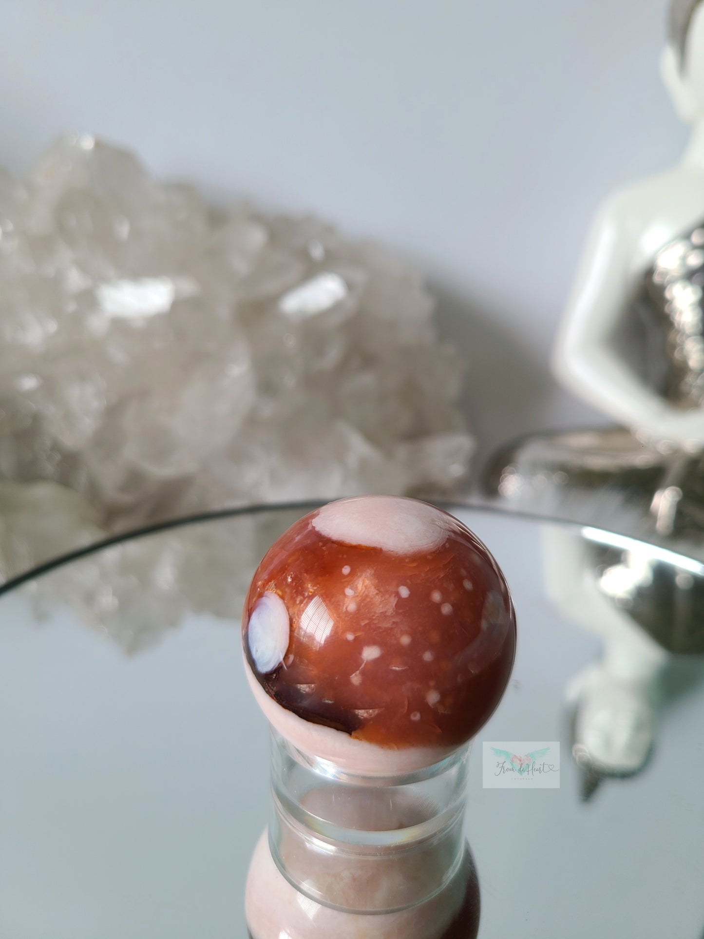 Vibrant Carnelian Flower Agate Sphere