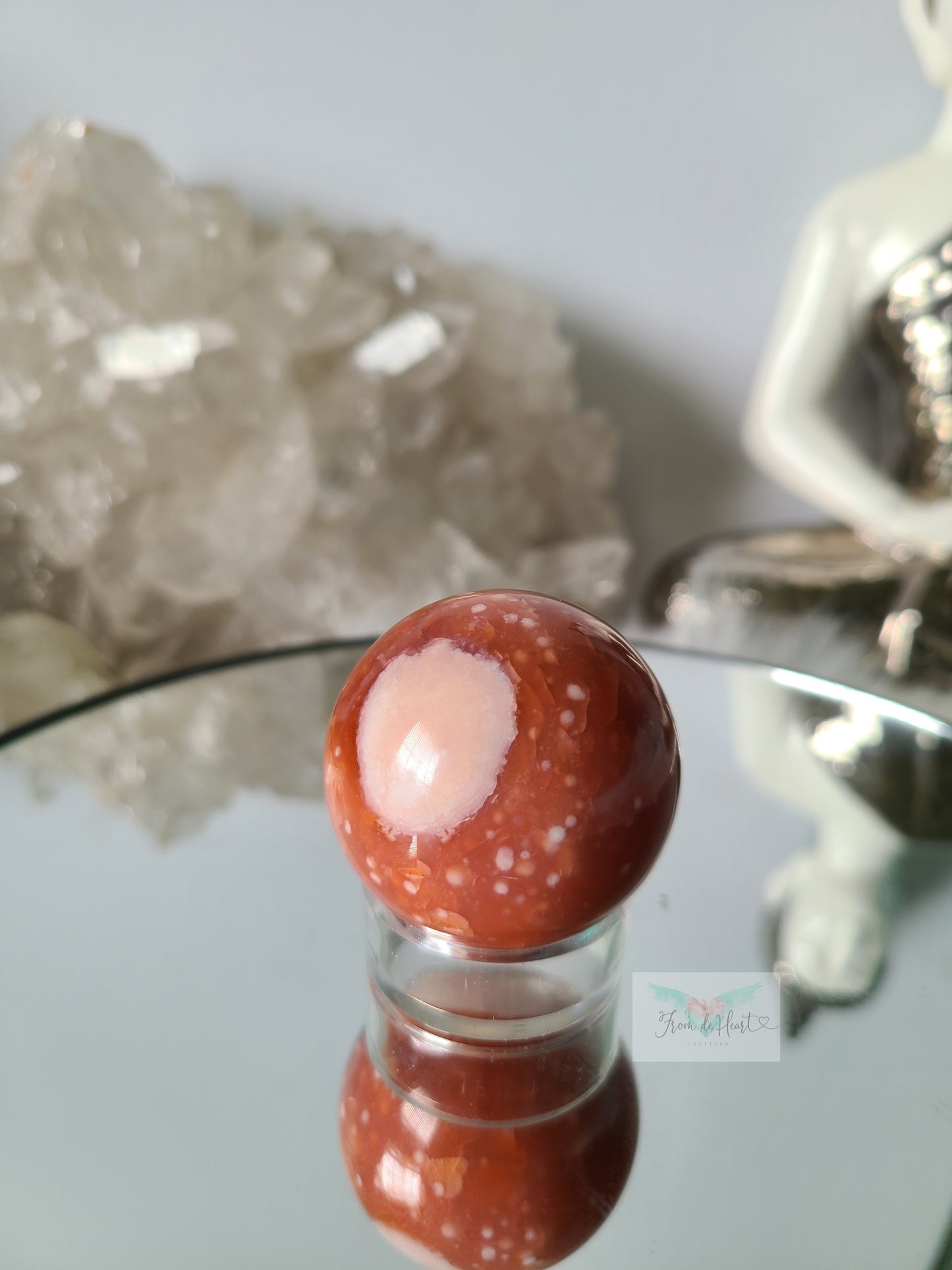 Vibrant Carnelian Flower Agate Sphere