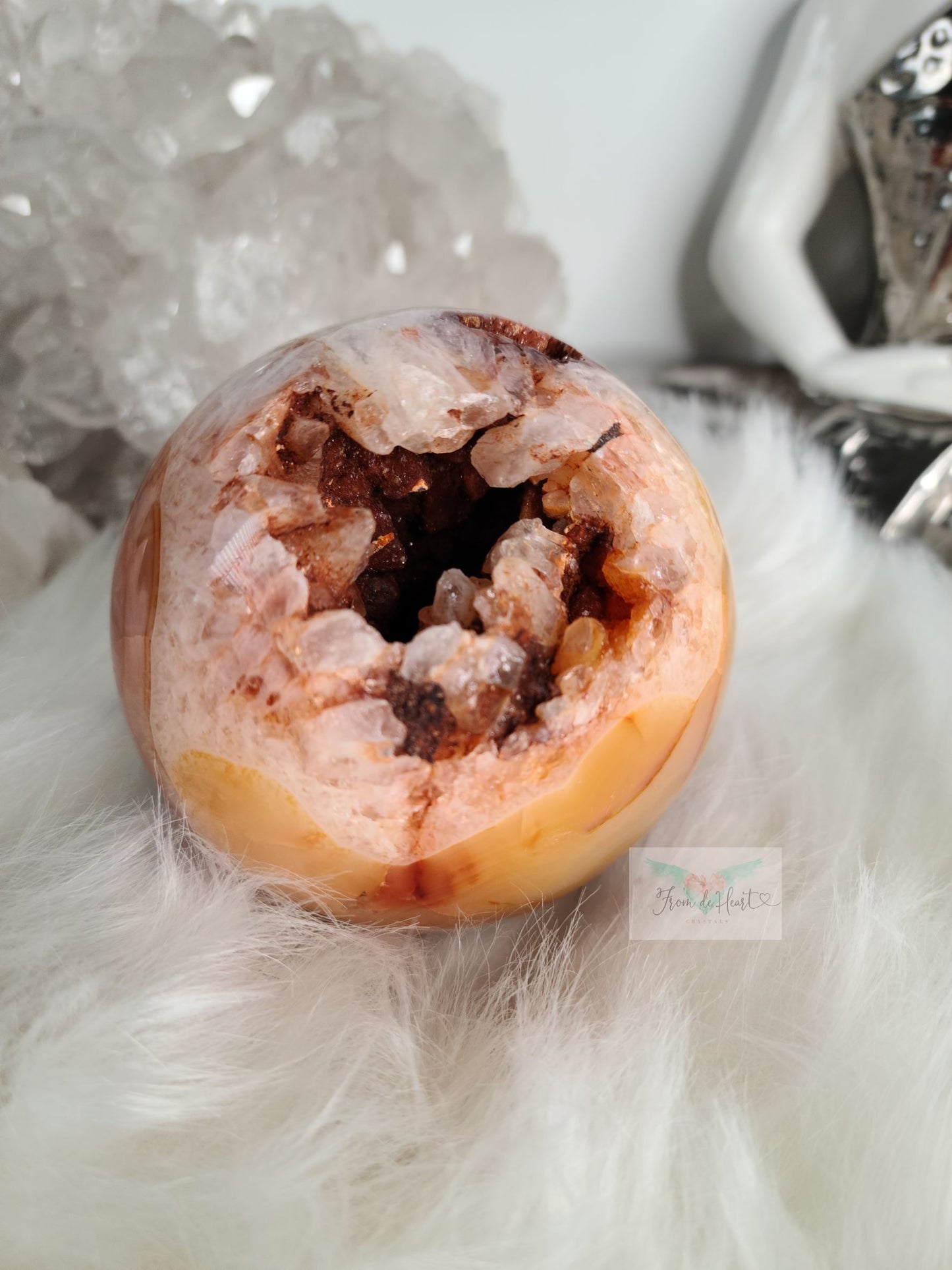 Carnelian with Quartz Sphere